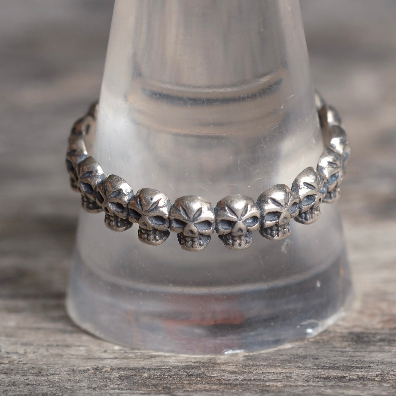 Vintage Sterling Silver Skull Band Ring 11