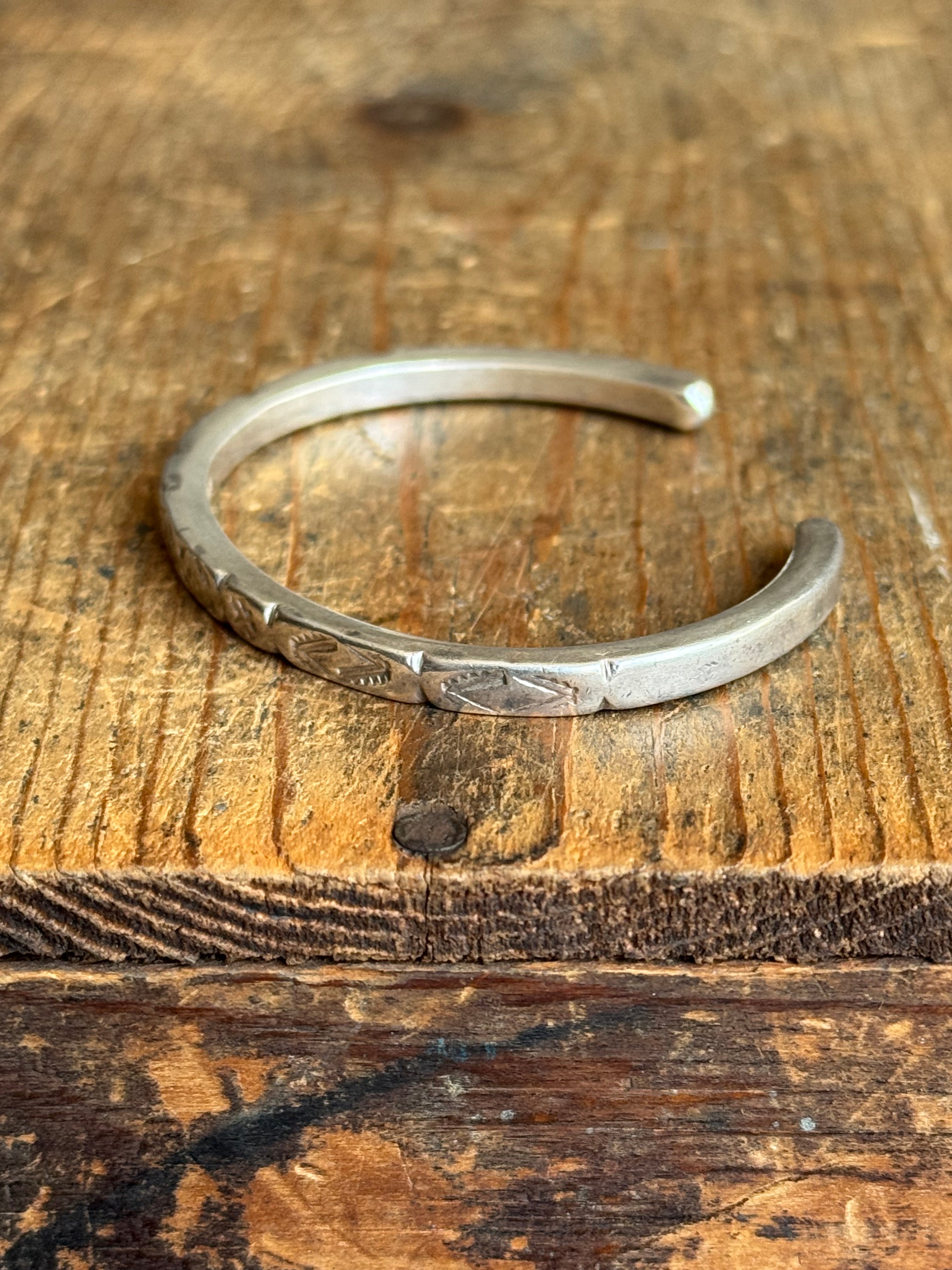 Vintage Sterling Silver Heavy Stamped Cuff