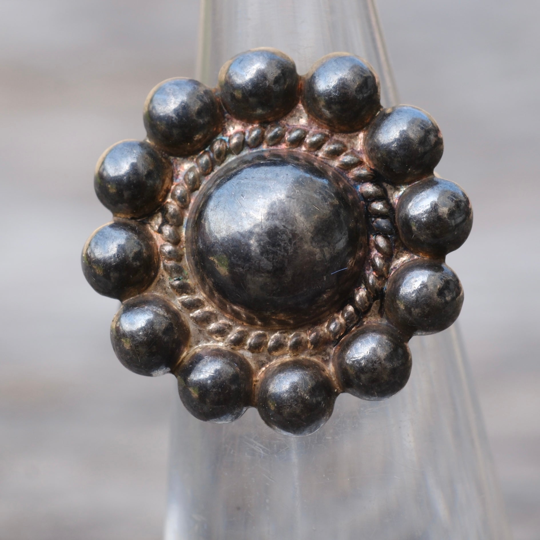 Vintage Sterling Silver Dotted Ring 3.75