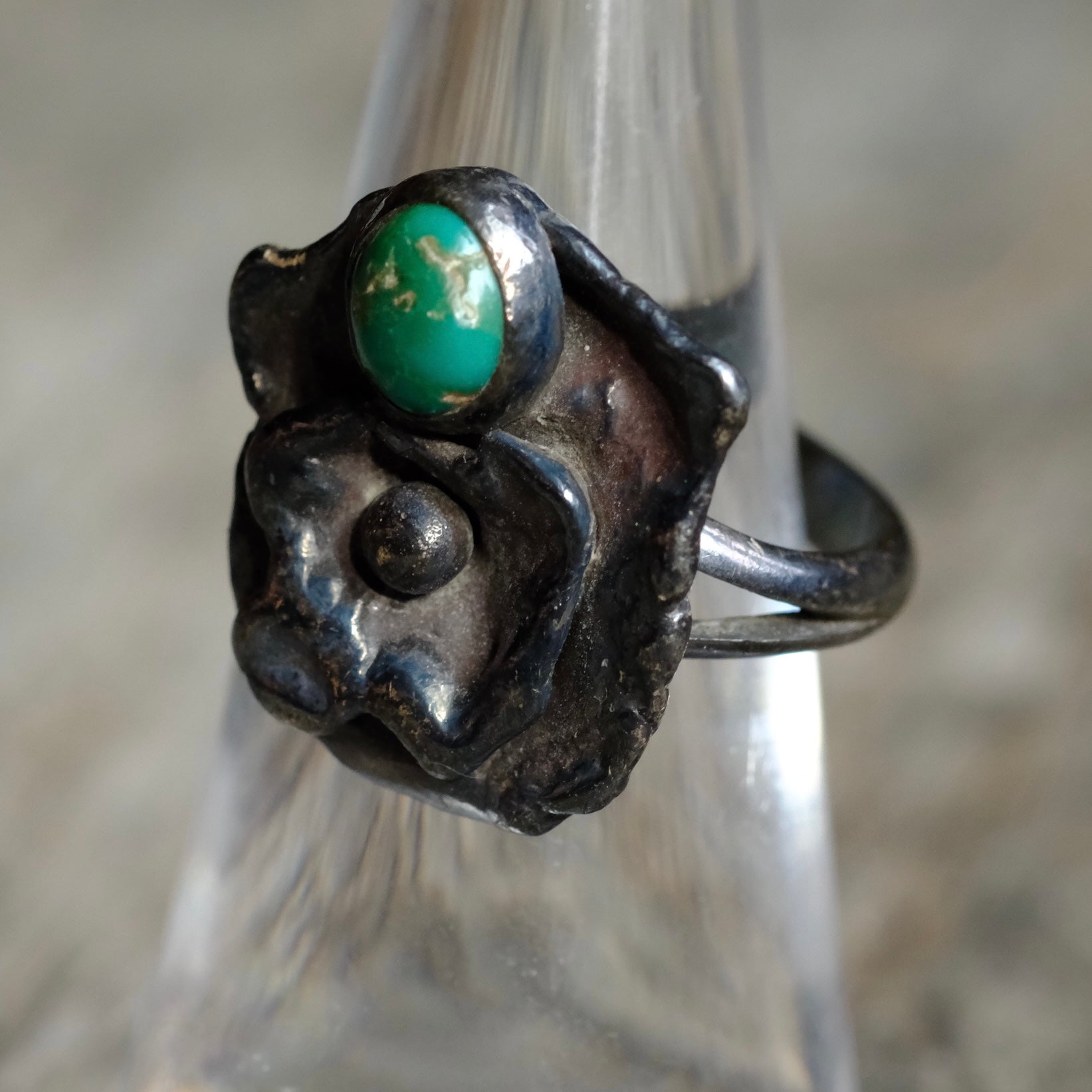 Vintage Sterling Turquoise Ring 7.5