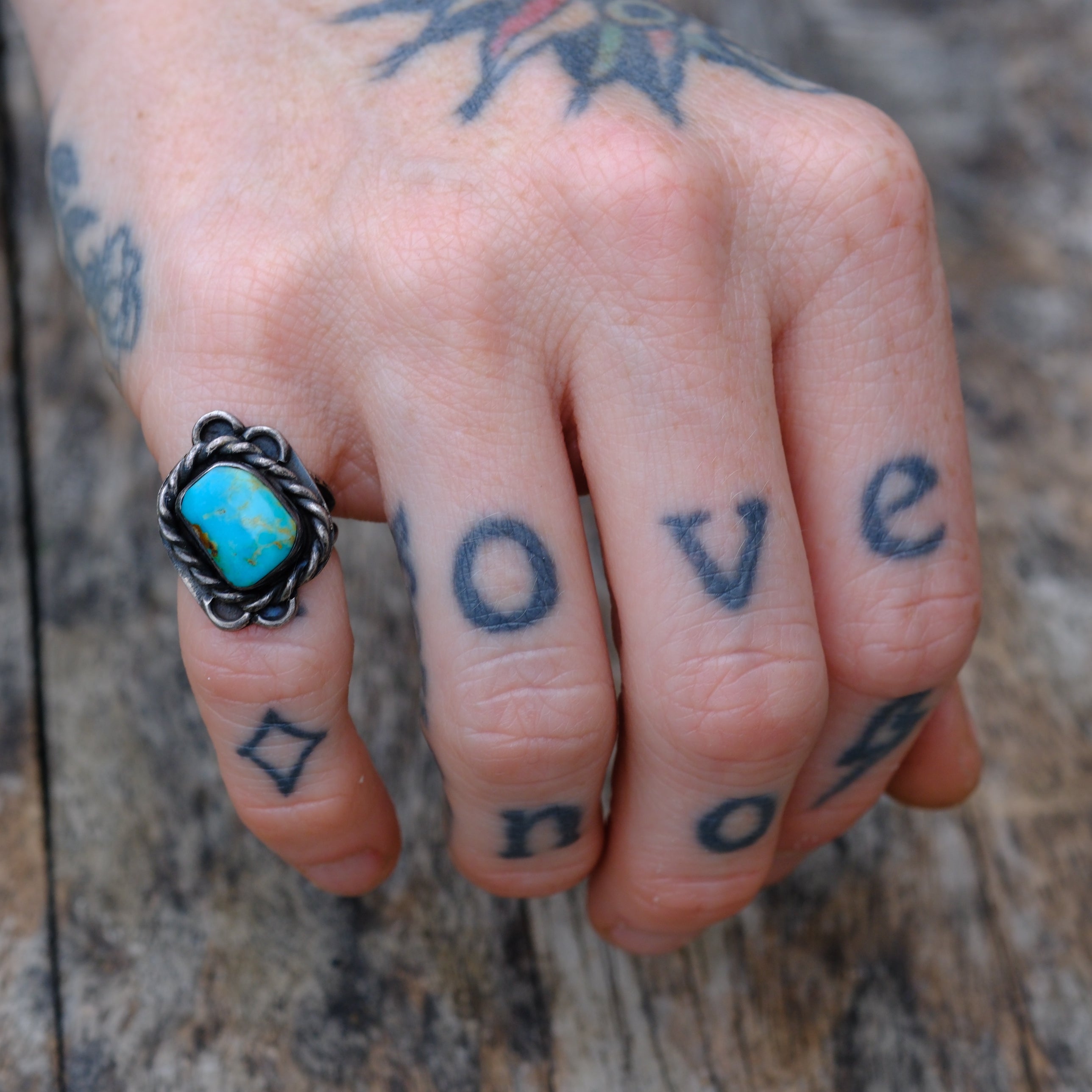 Vintage Sterling Turquoise Ring 2.25
