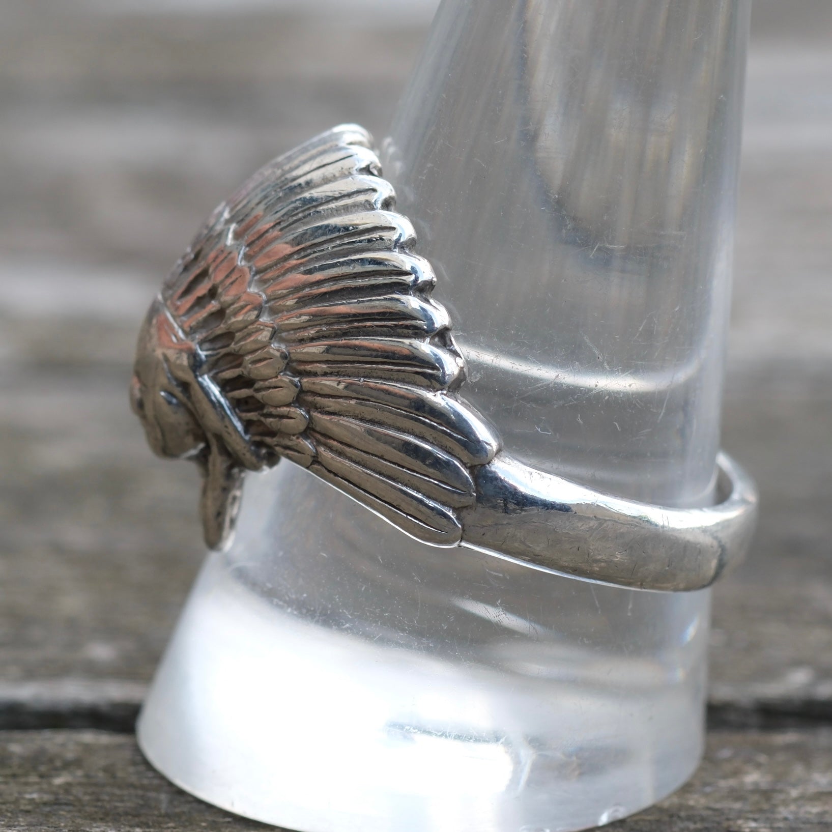 Vintage Sterling Silver Big Chief Ring 11.25