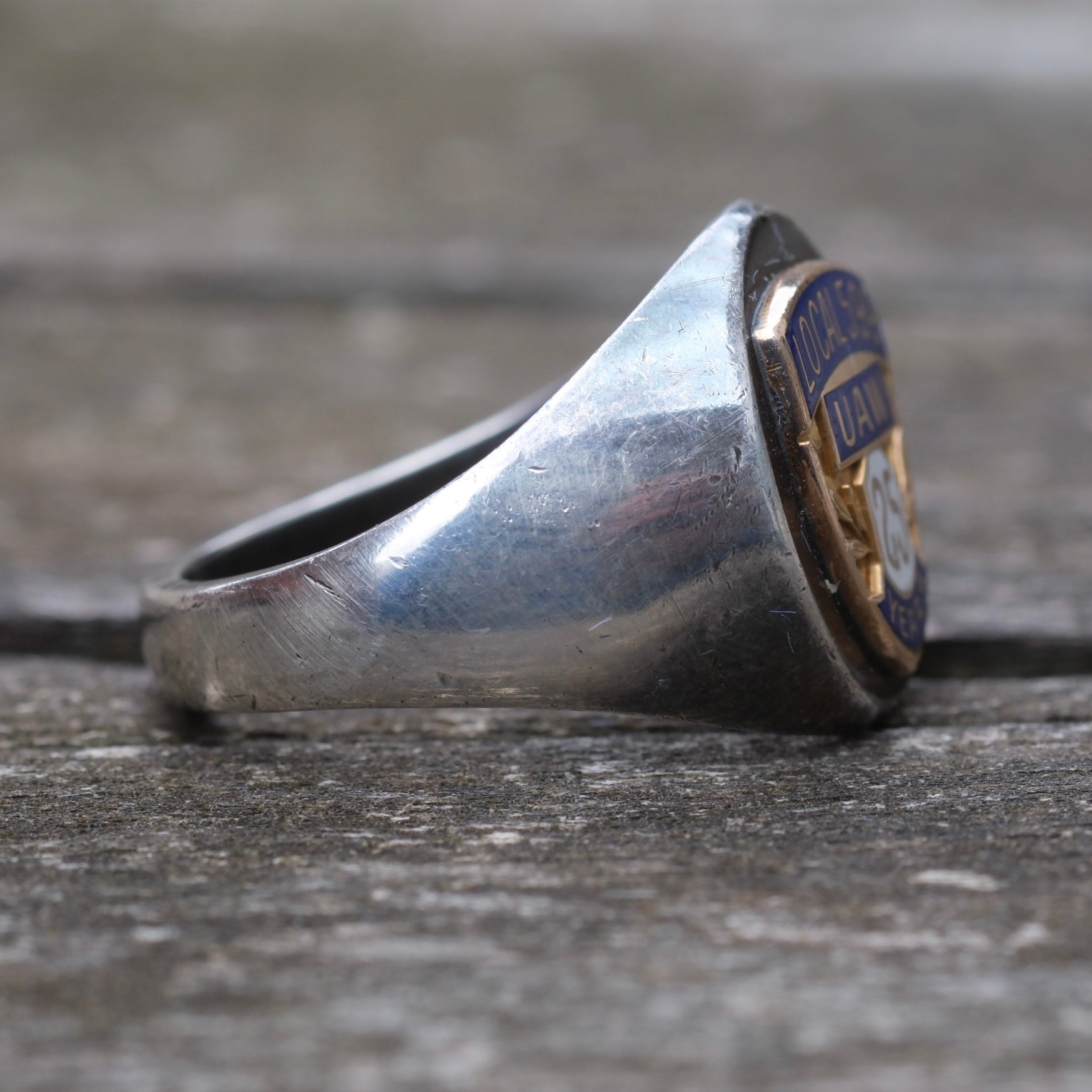 Vintage Sterling UAW Service Signet Ring 9.75