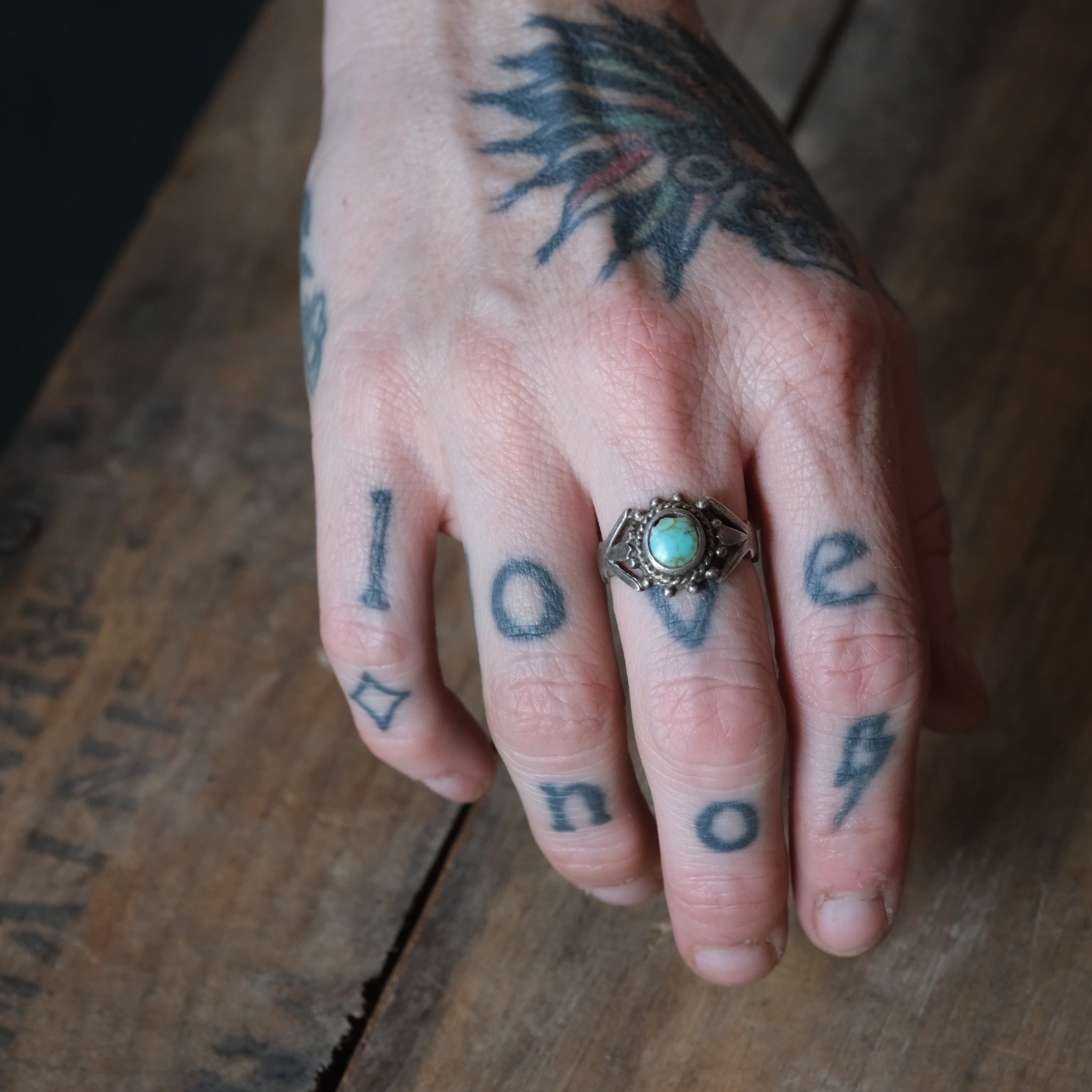Vintage Sterling Turquoise Ring 7.25