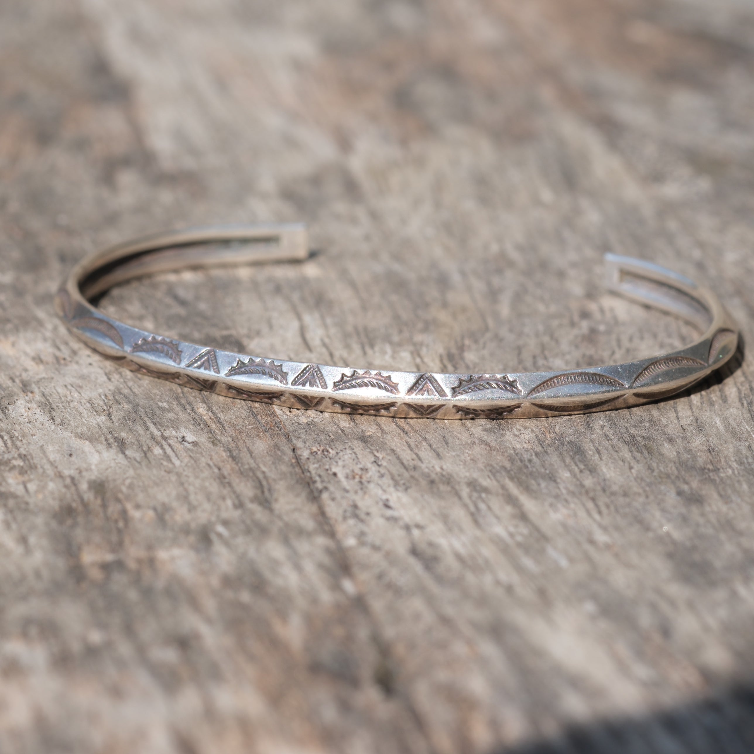 Vintage Sterling Silver Stamped Triangle Cuff