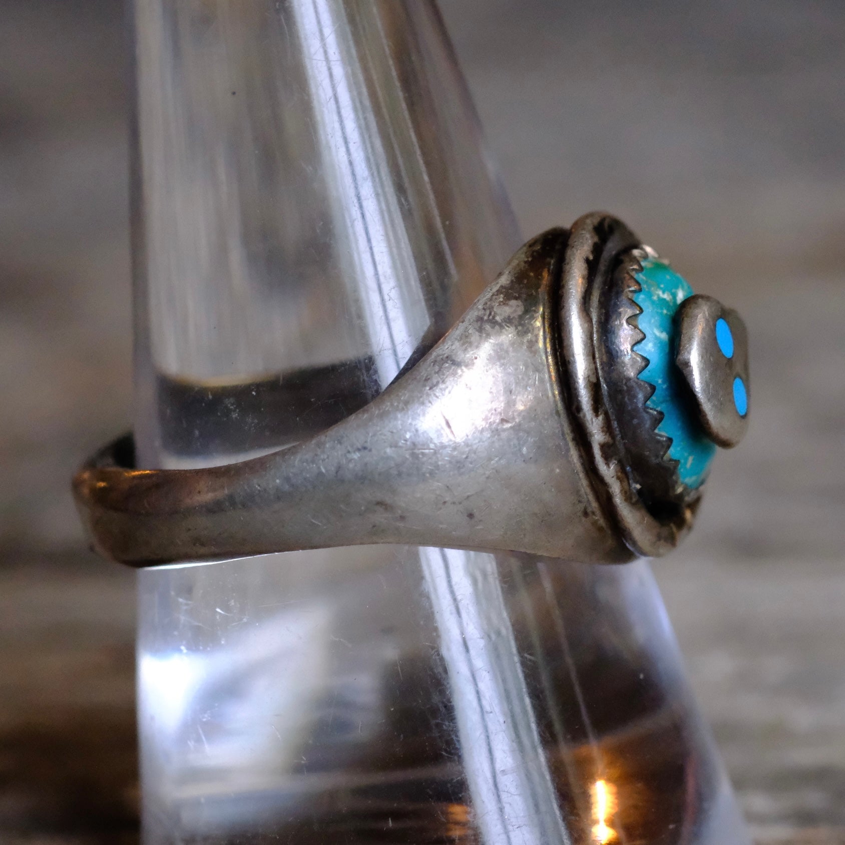 Vintage Sterling Turquoise Snake Effie Ring 10