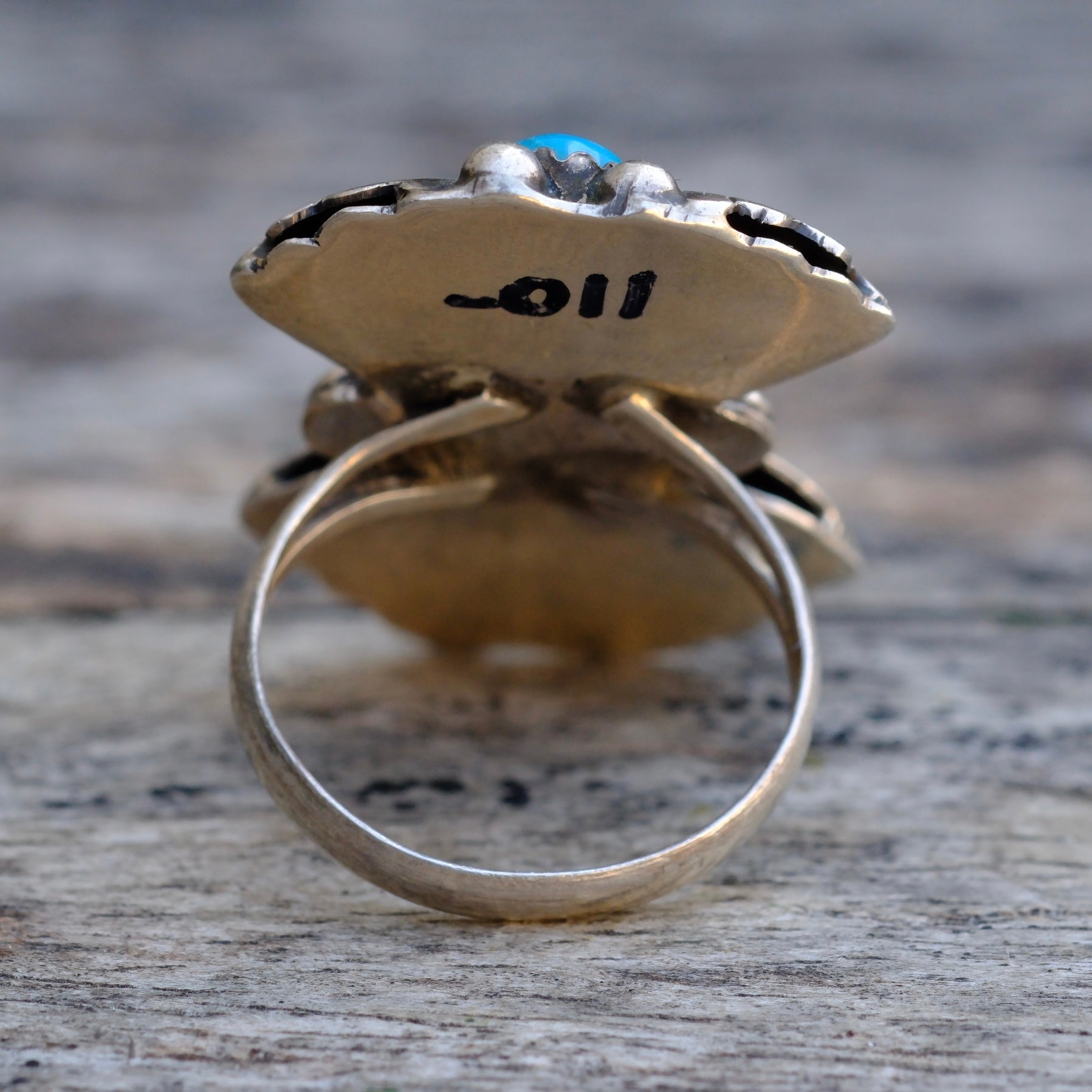 Vintage Sterling 2-Stone Turquoise Ring 5.25