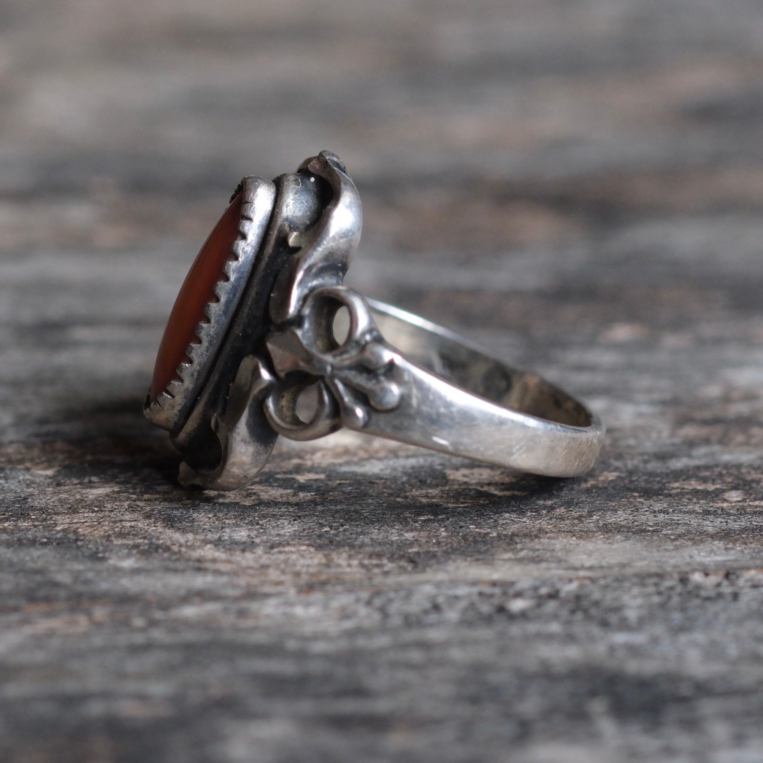 Vintage Sterling Abalone Ring 3.75