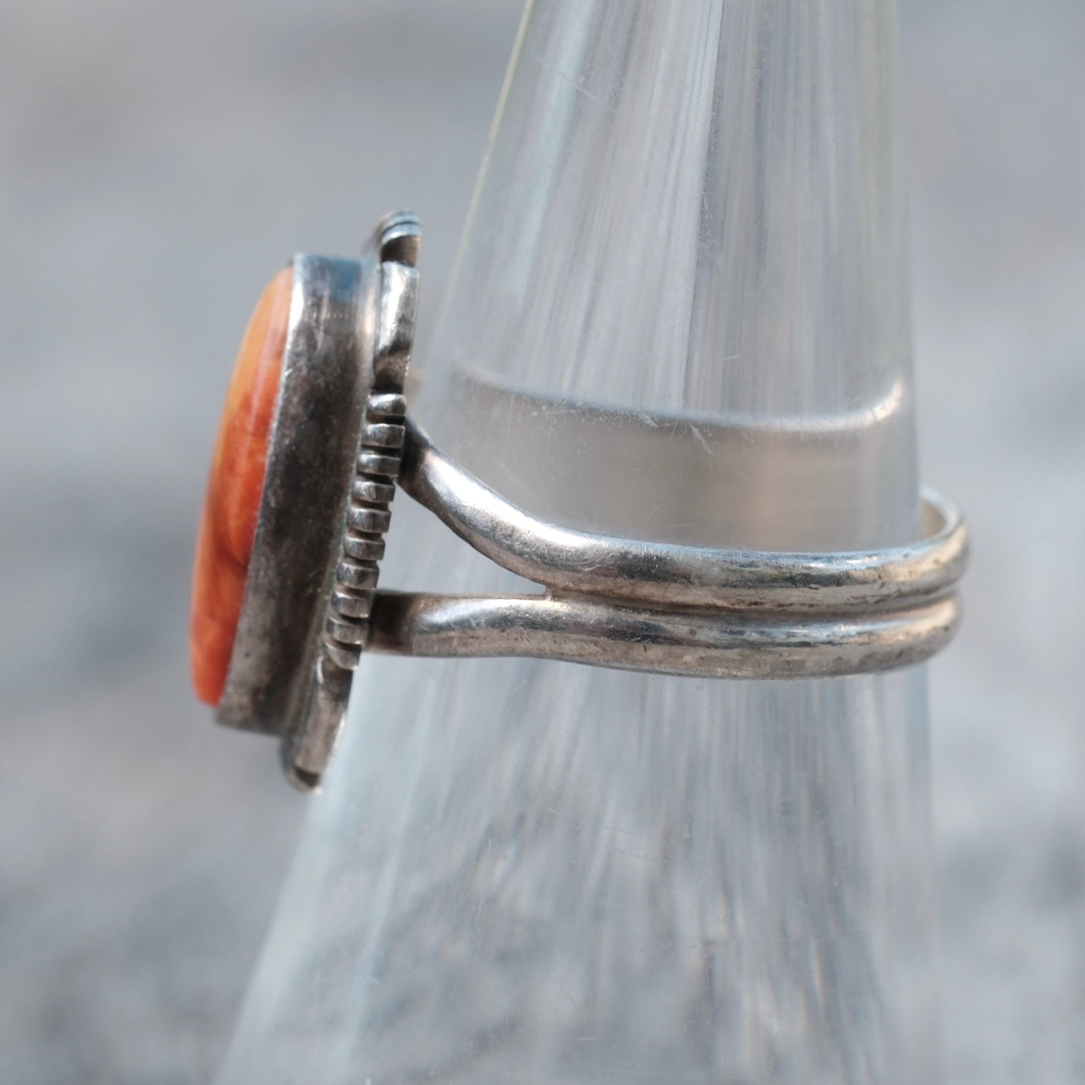 Vintage Sterling Spiny Oyster Ring 7
