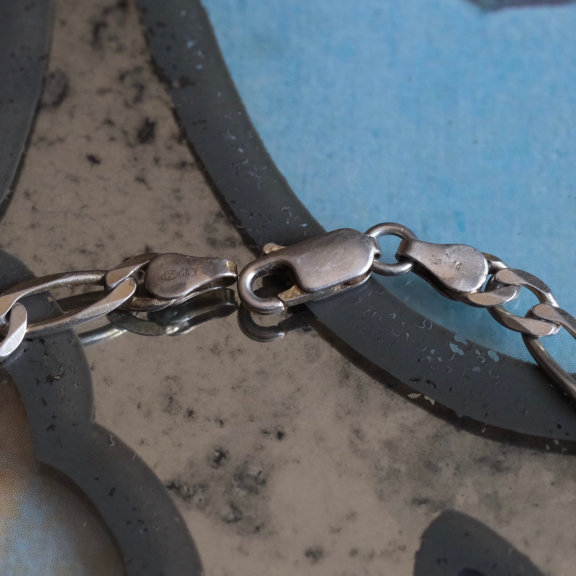 Vintage Sterling Silver Figaro Chain Bracelet 8.5"