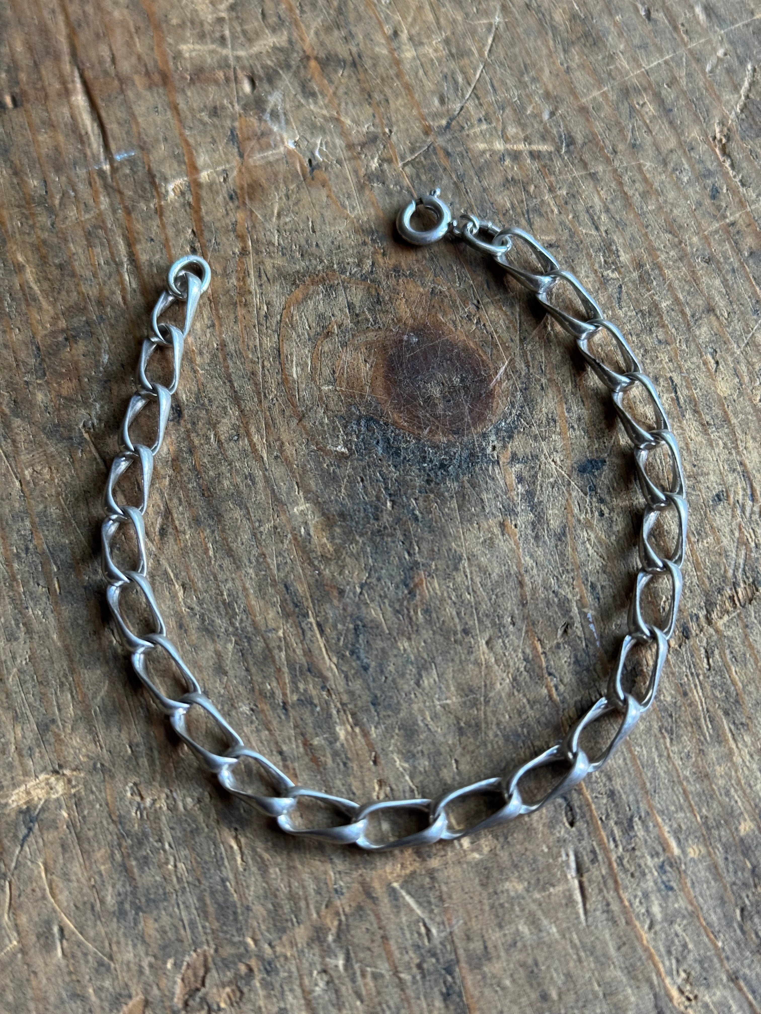 Vintage Sterling Silver Large Link Chain Bracelet 7.75"