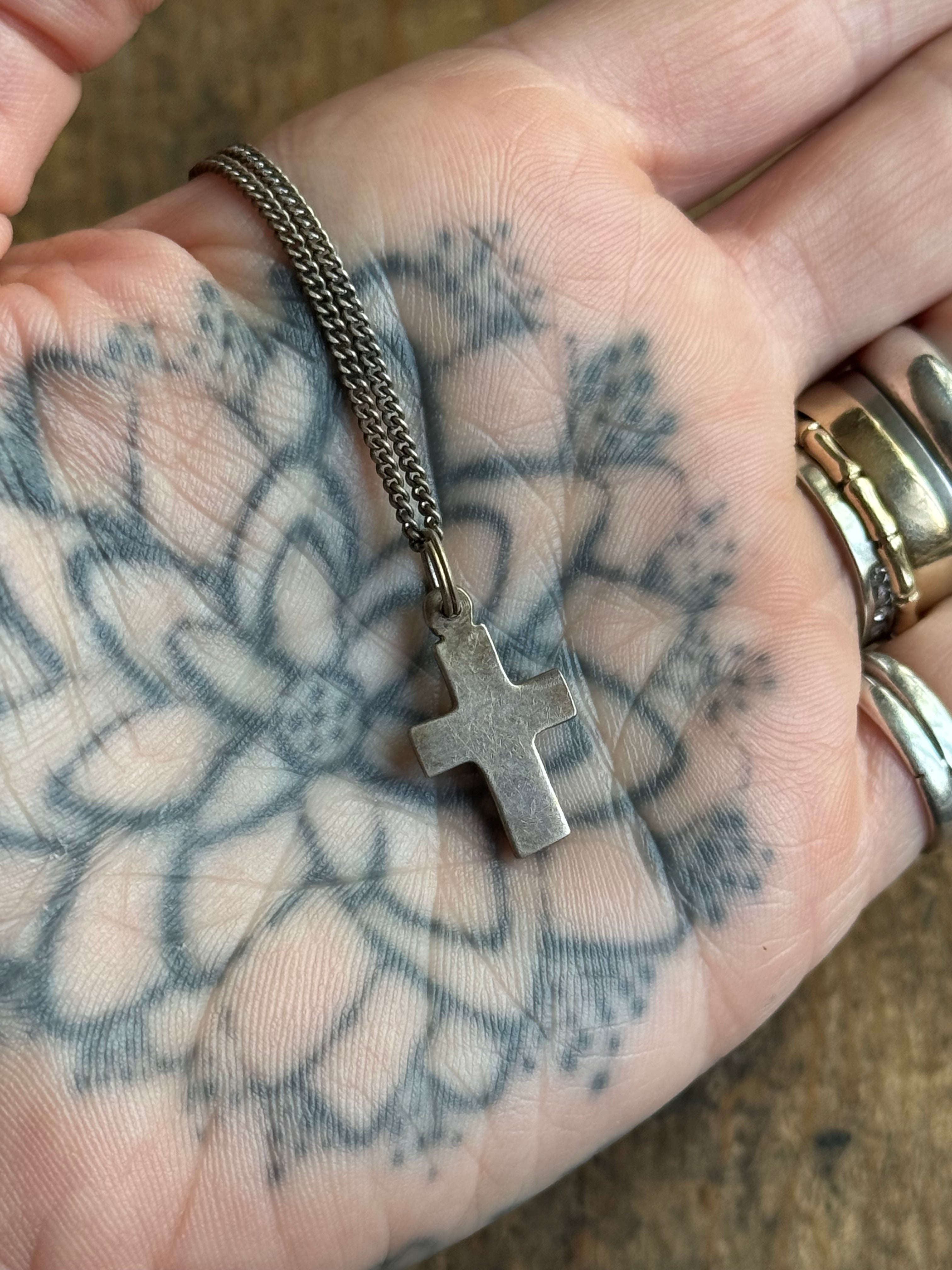 Vintage Sterling Silver Cross Necklace
