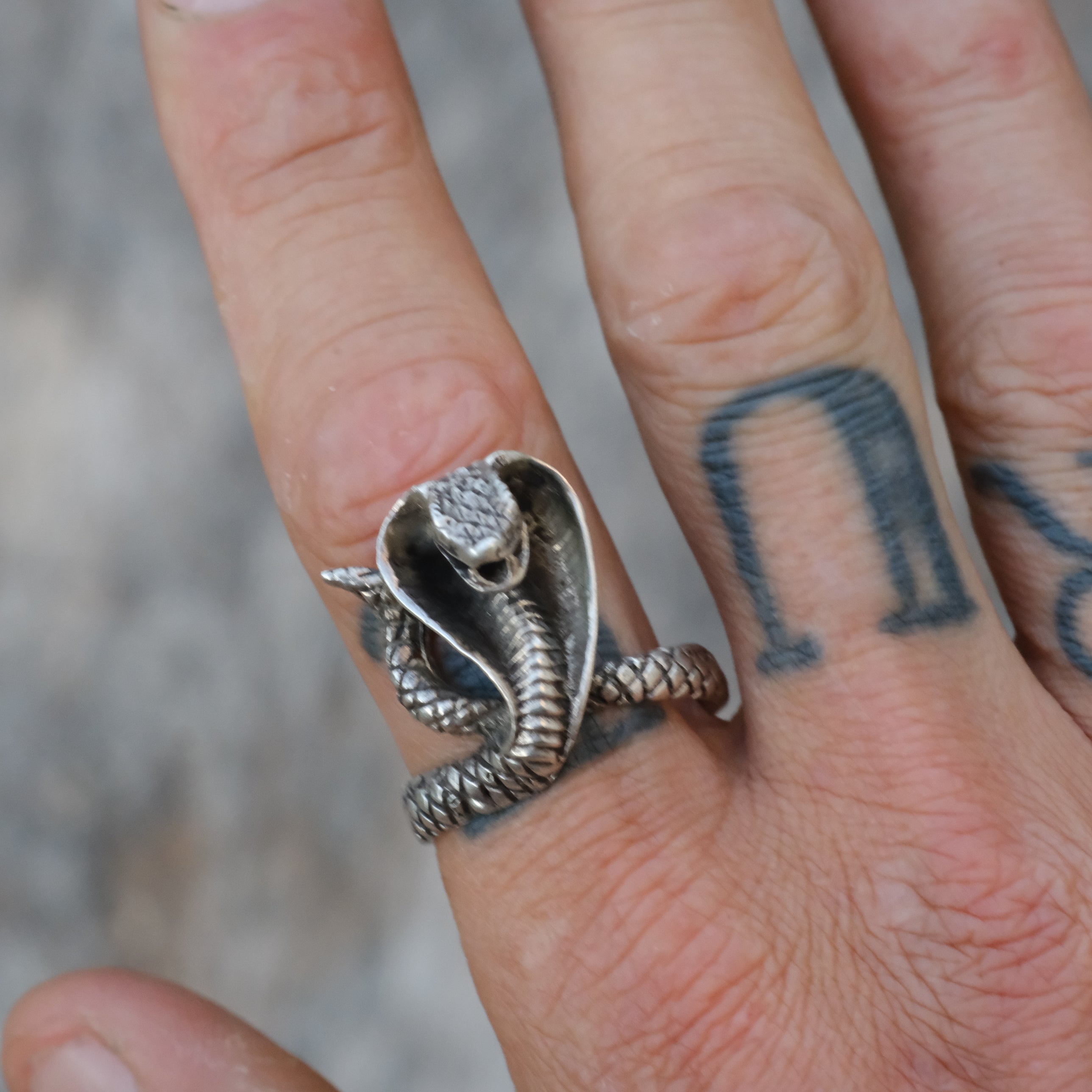 Vintage Sterling Silver Cobra Ring 13.25
