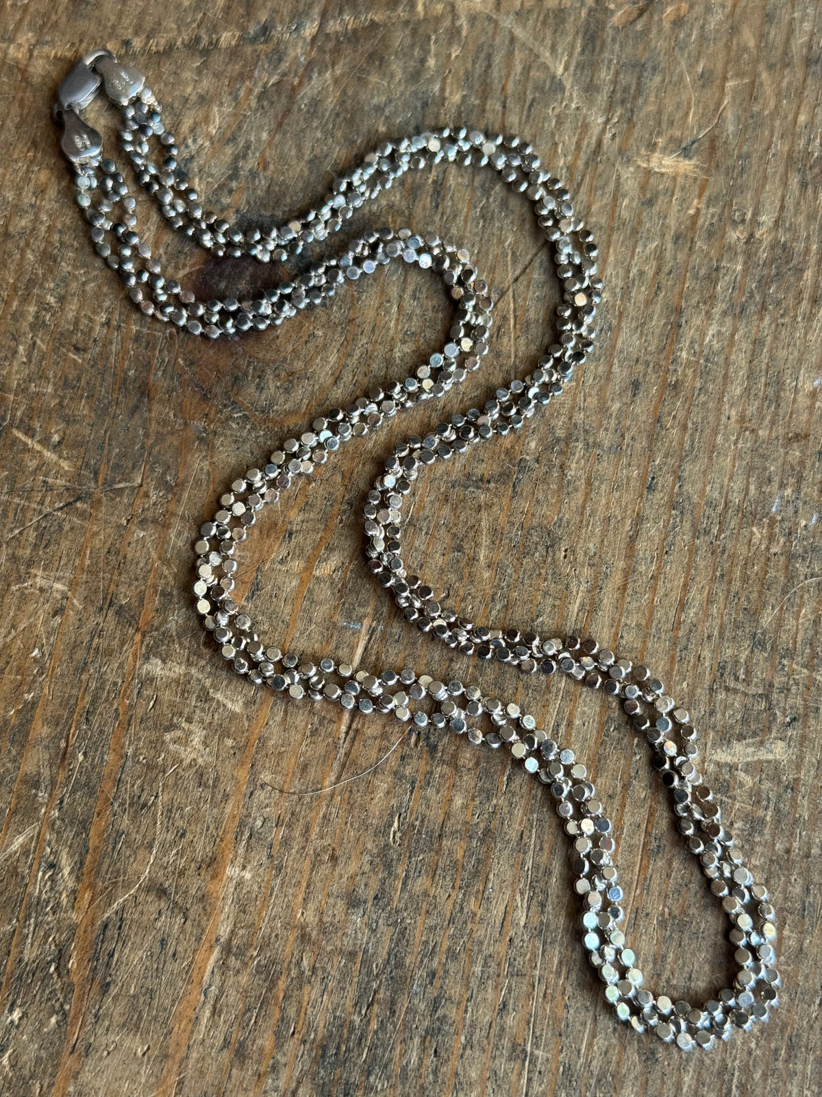 Vintage Sterling Silver 20” Braided Bead Chain