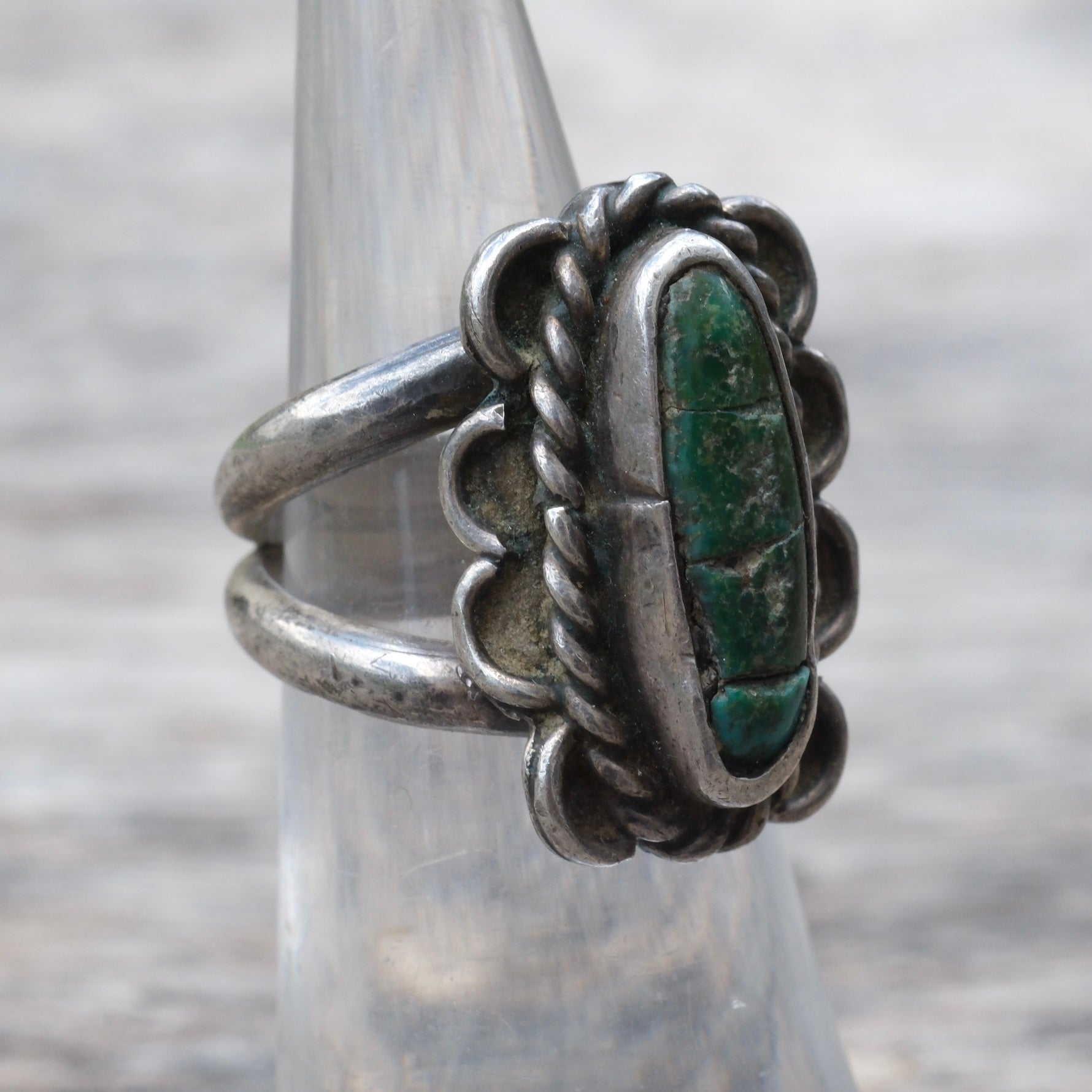 Vintage Sterling Turquoise Florette Ring 5