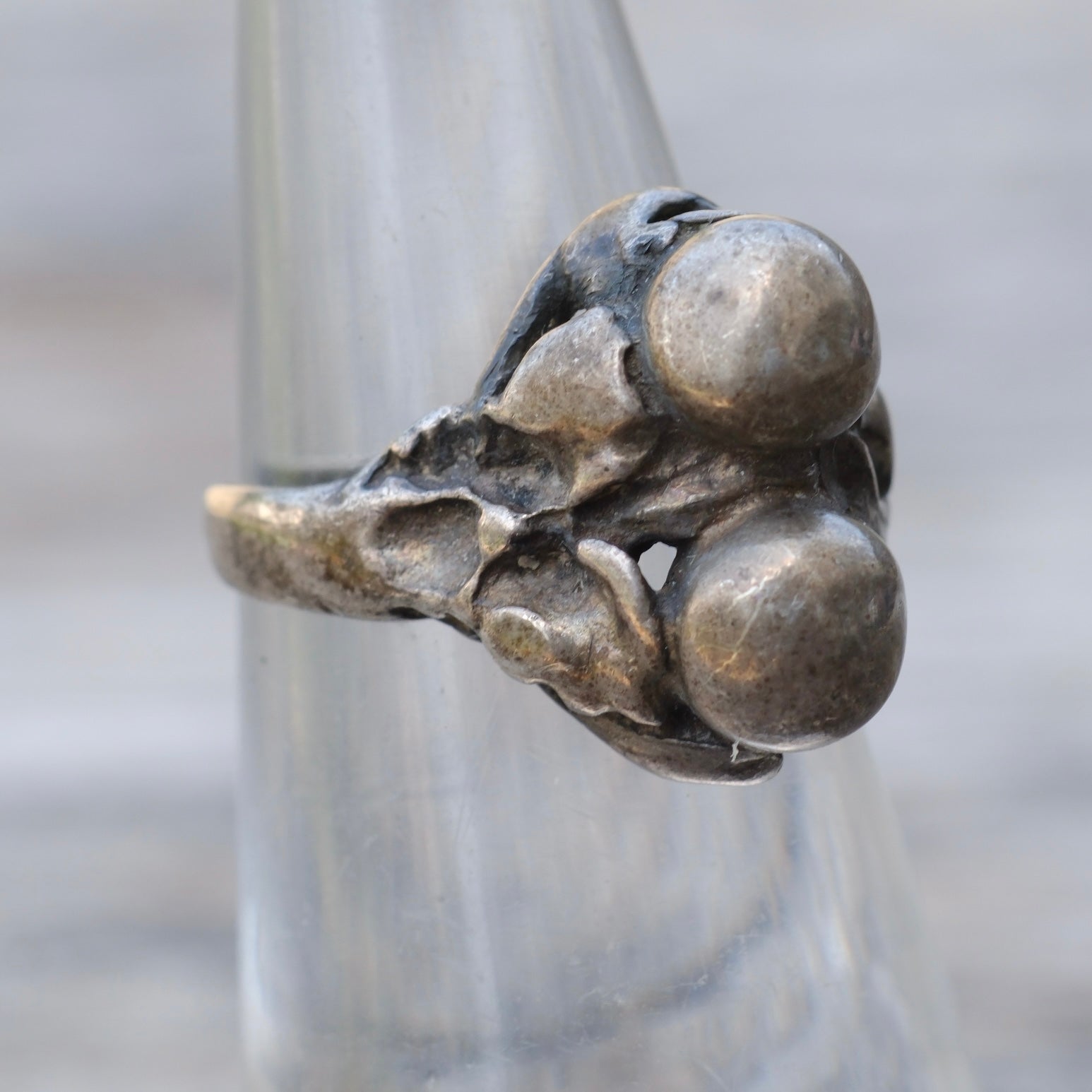 Vintage Sterling Silver Floral Dot Ring 5