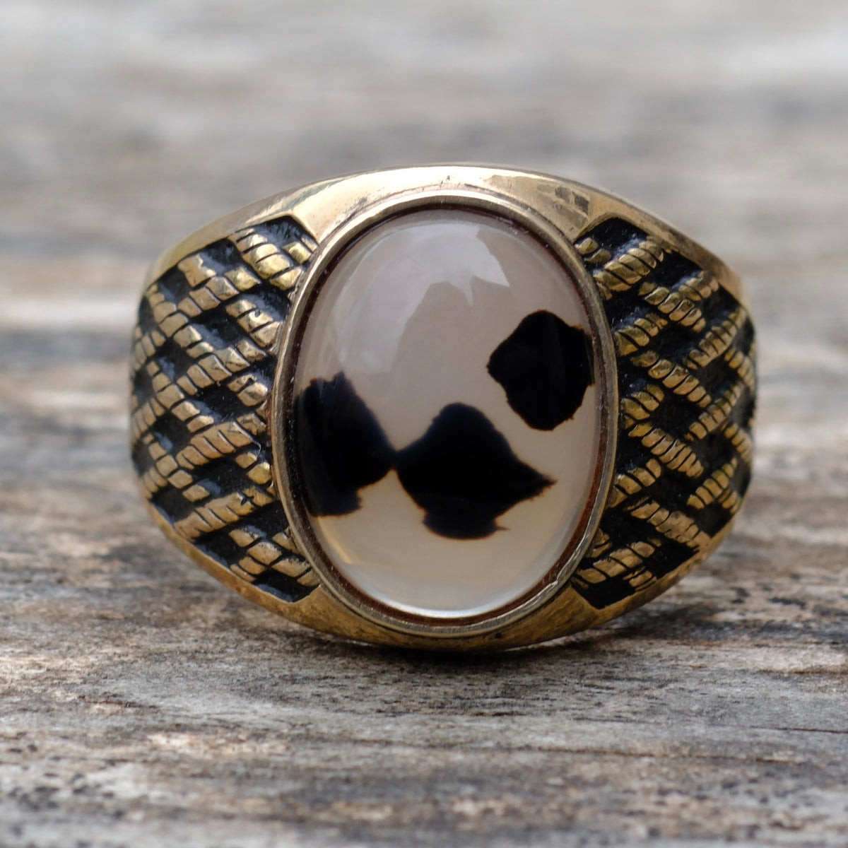 Vintage 10K Gold Filled Agate Signet Ring 13