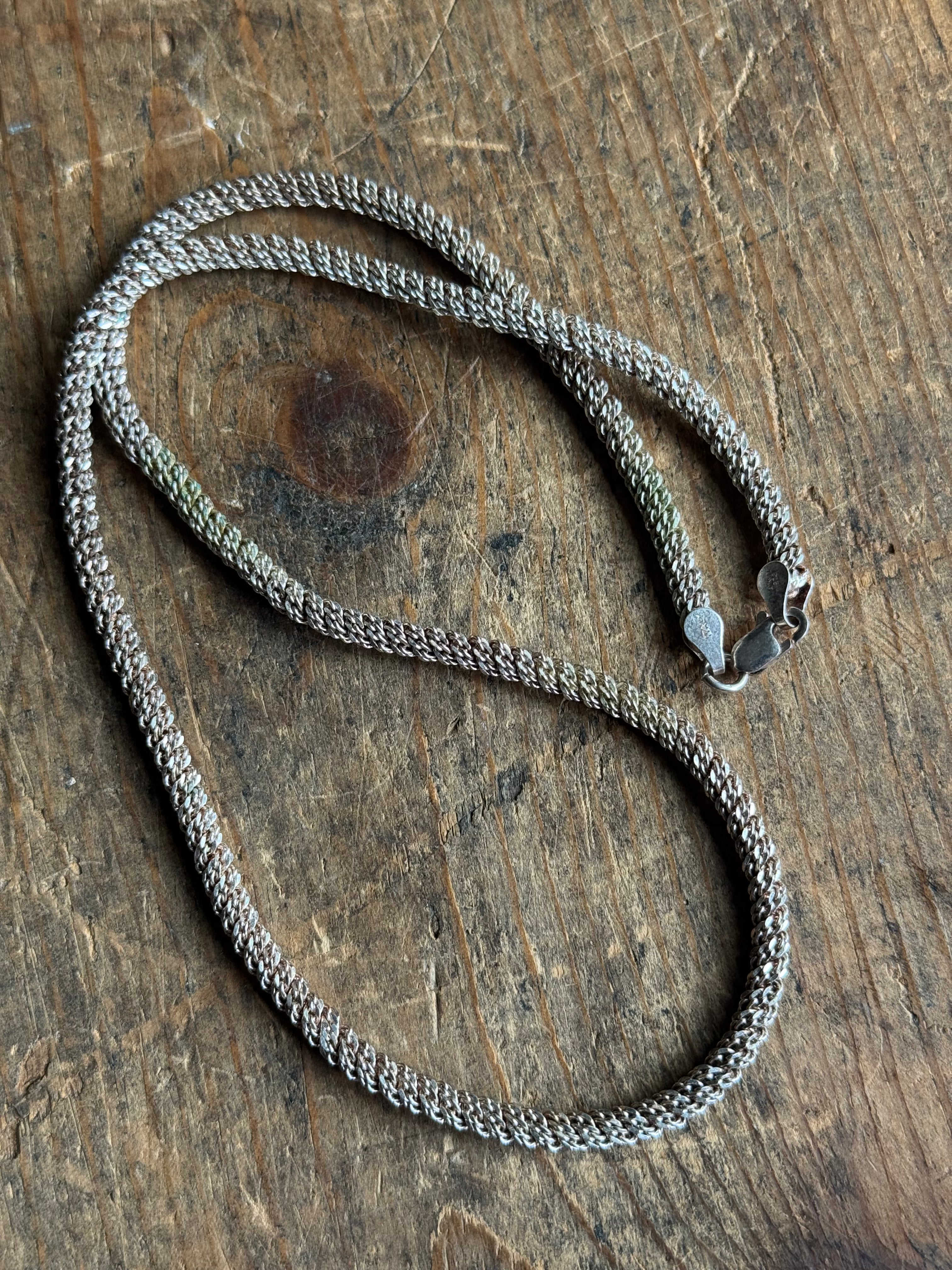 Vintage Sterling Silver 17.75” Round Curb Chain