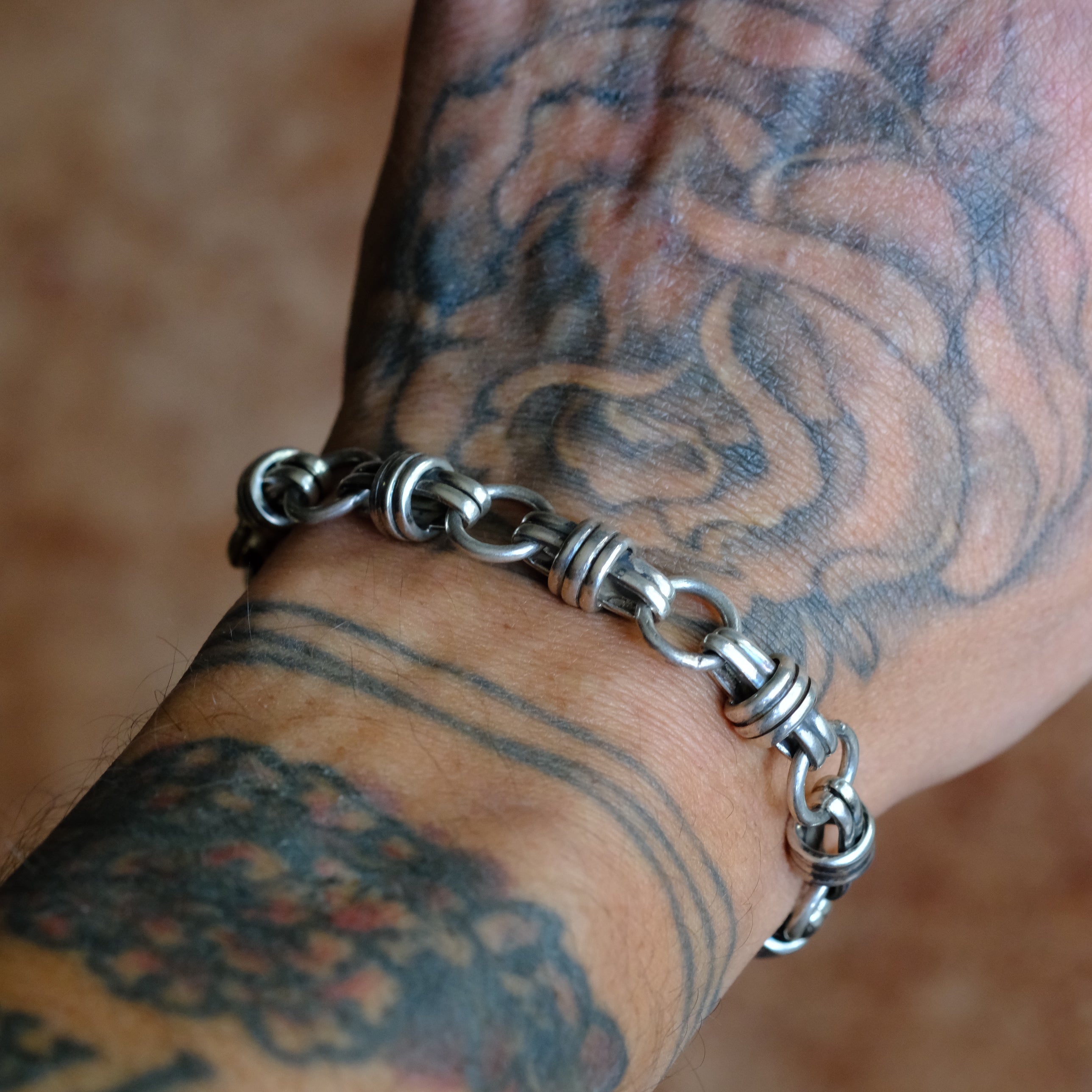 Vintage Sterling Silver Fancy Link Chain Bracelet
