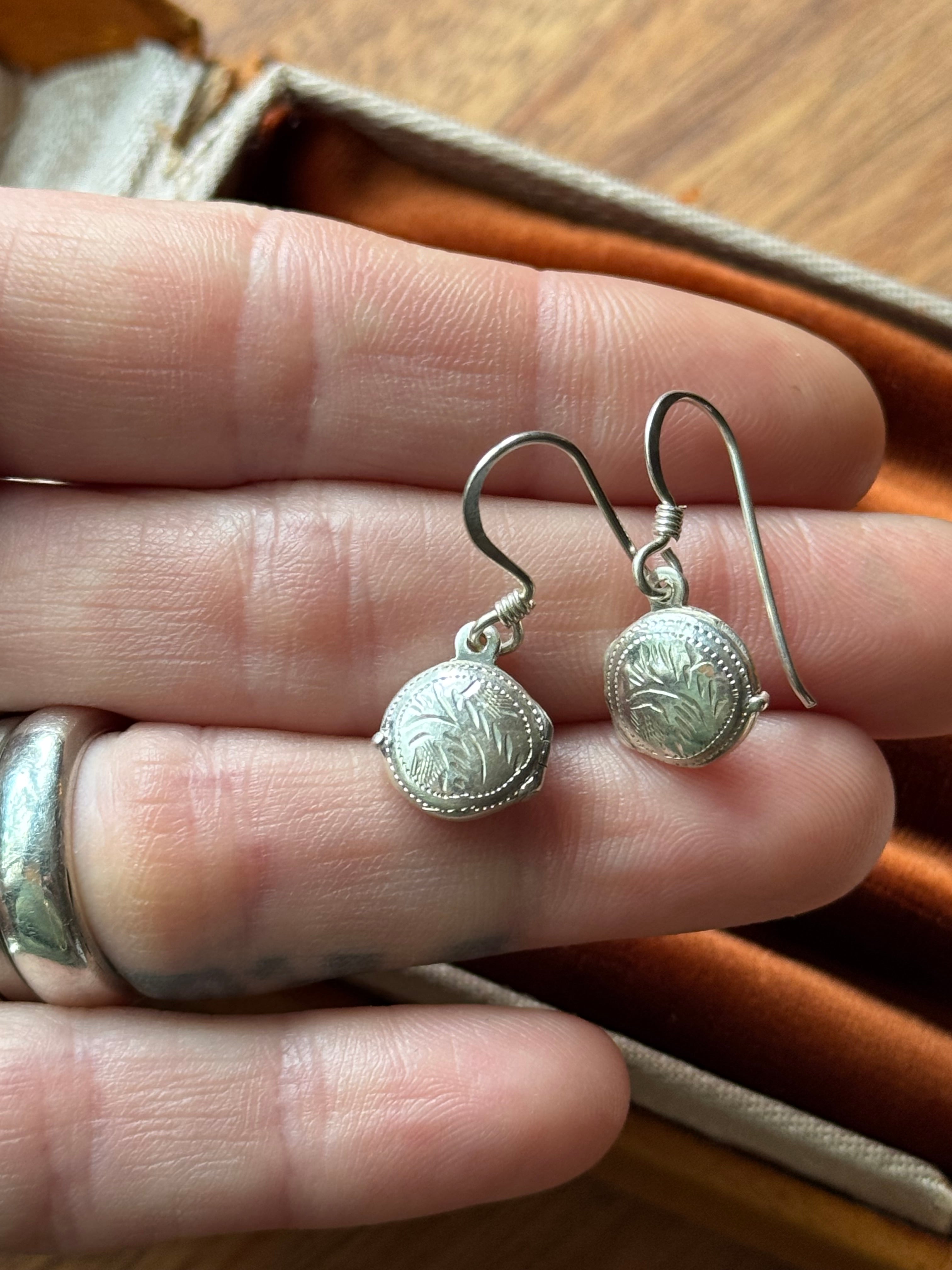 Vintage Sterling Silver Locket Earrings