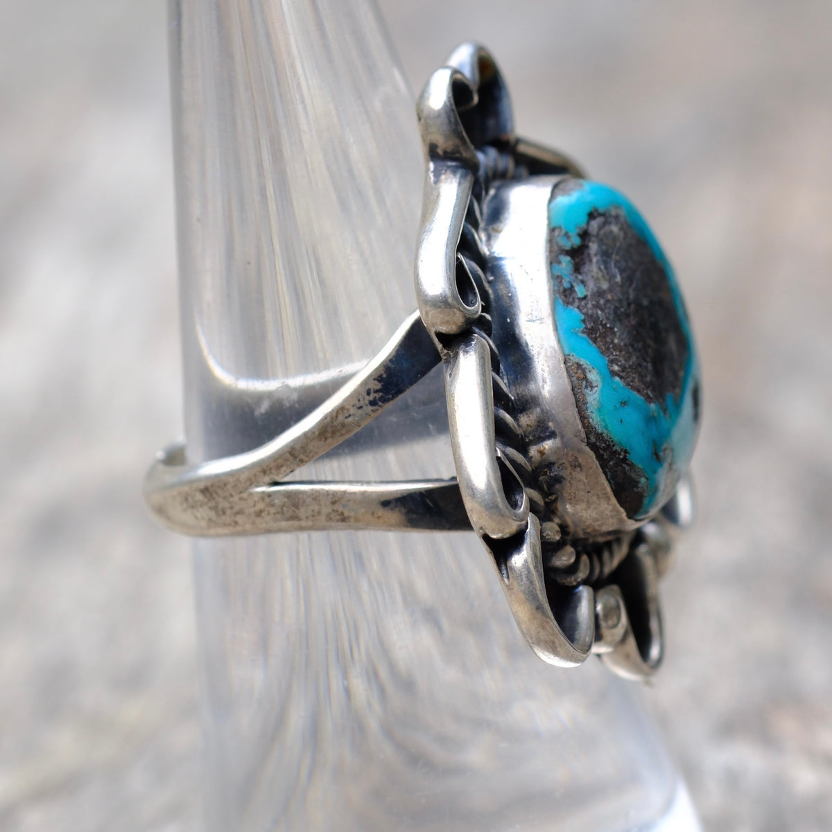 Vintage Sterling Turquoise Ring 6.5