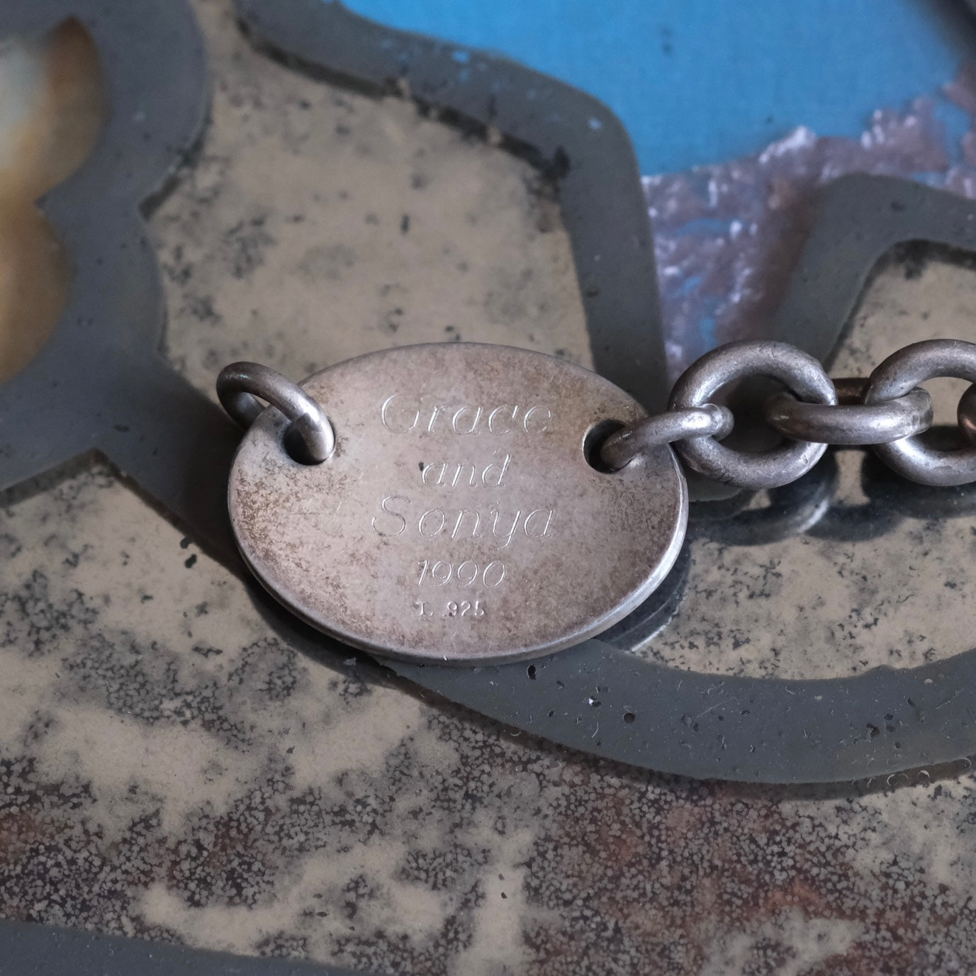 Vintage Sterling Rolo Chain Best Friends Chain Bracelet 7.75"