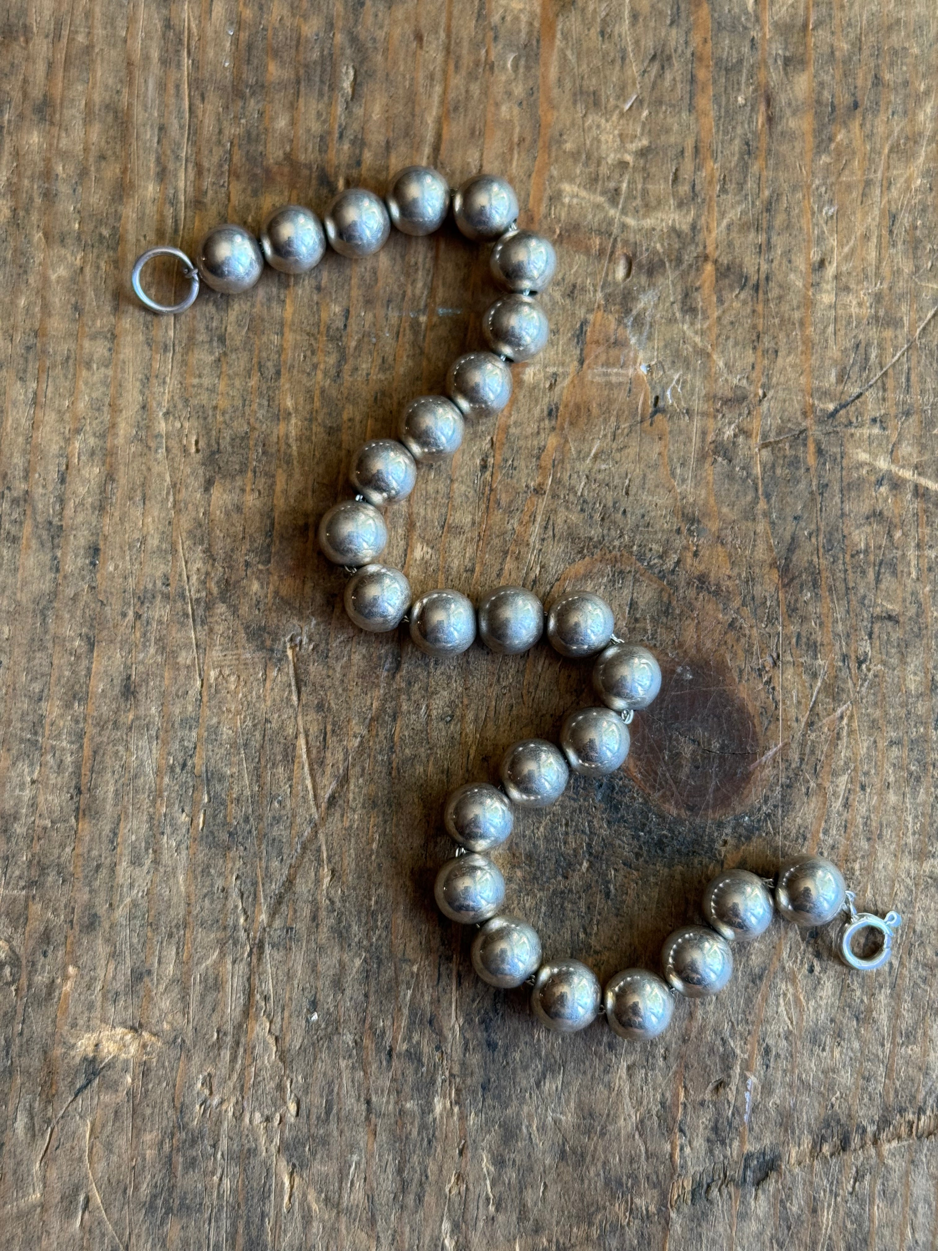 Vintage Sterling Silver Bead Bracelet 8"