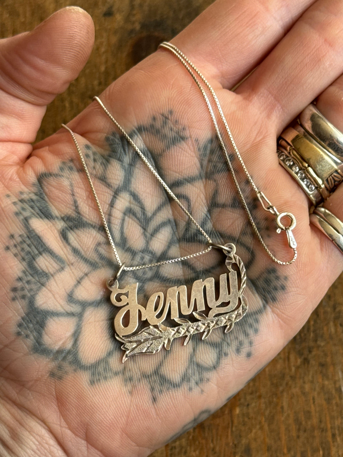 Vintage Sterling Silver ‘Jenny” Nameplate Necklace