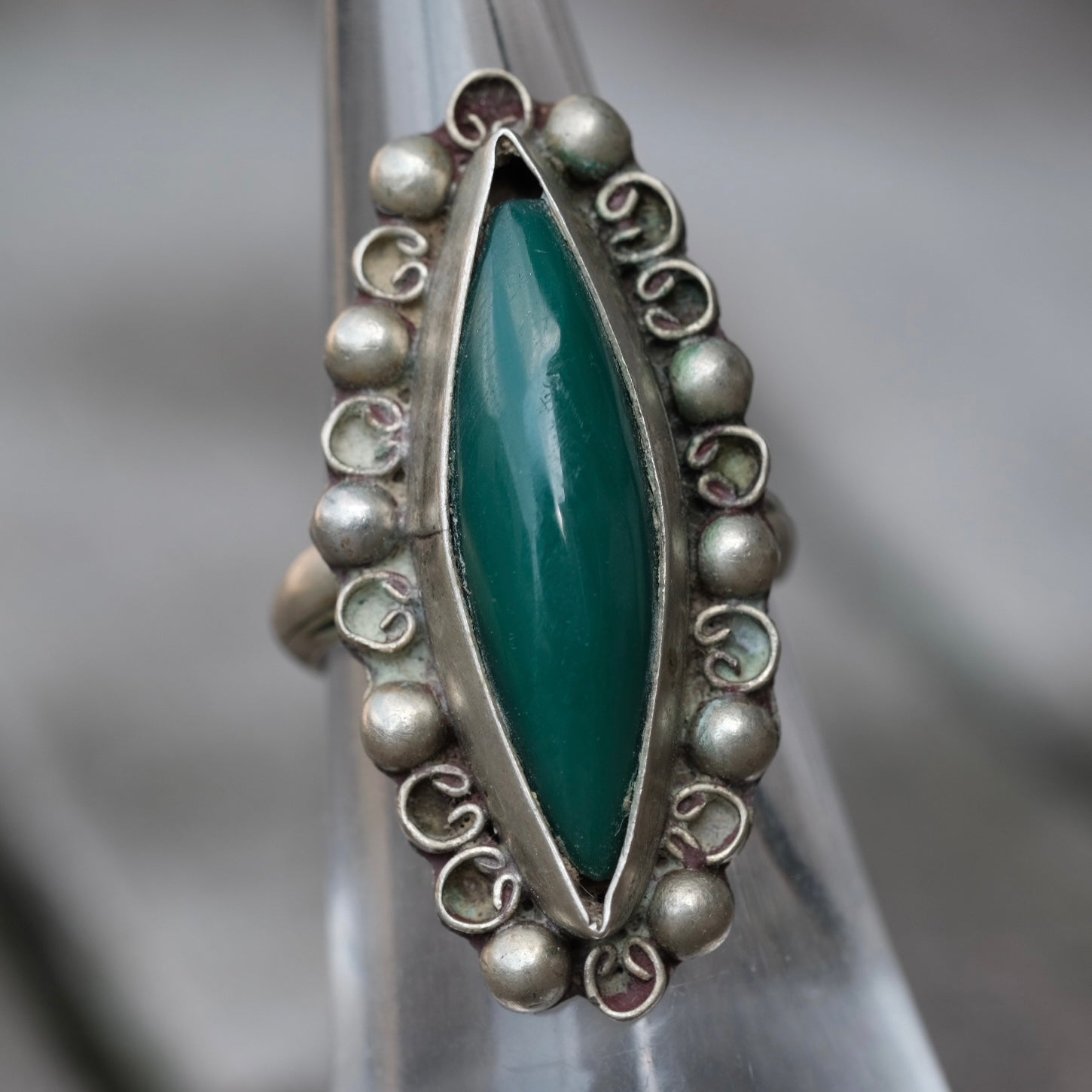 Vintage Sterling Green Stone Ring 5.5
