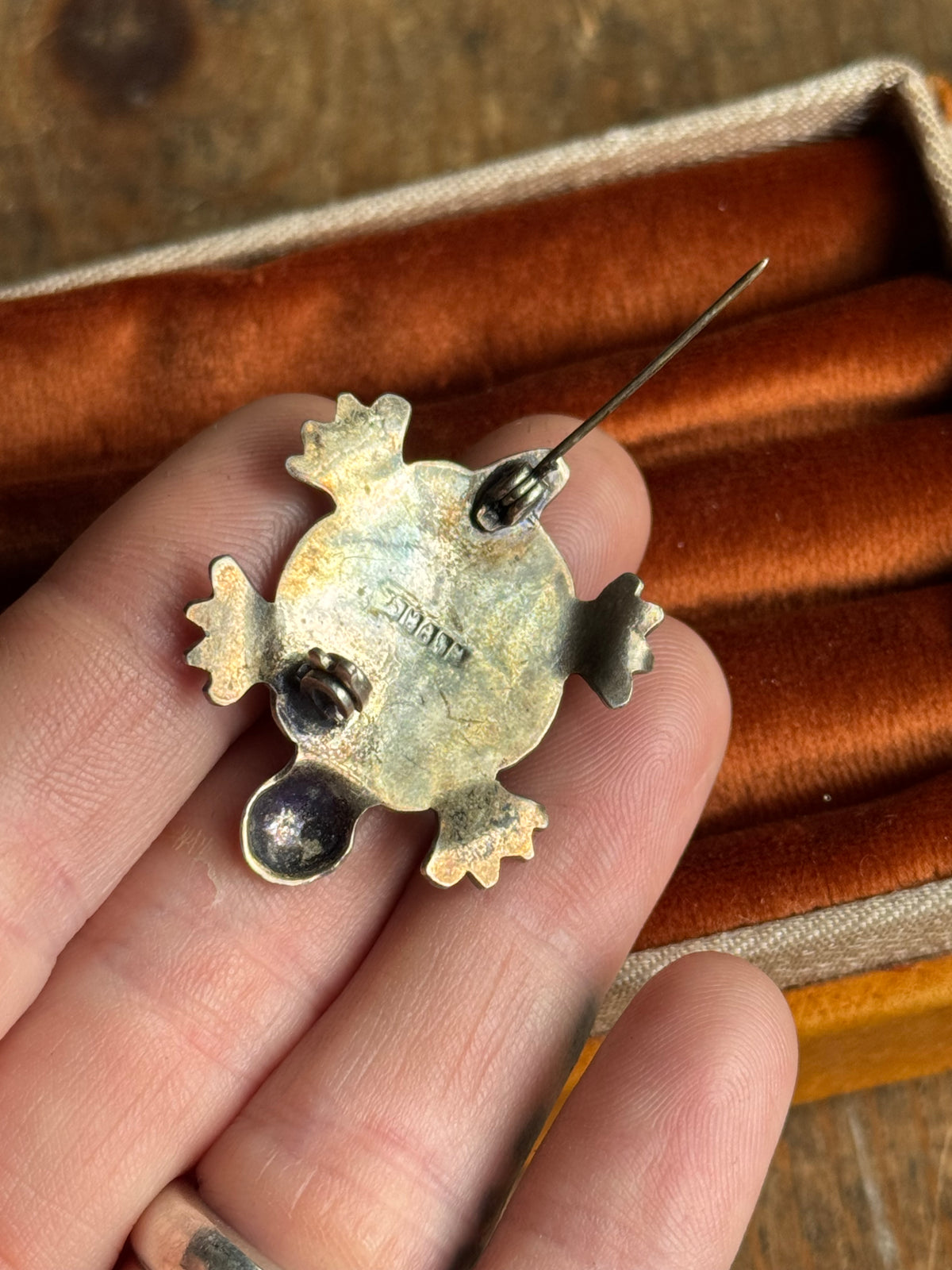 Vintage Sterling Silver Abalone Turtle Pin