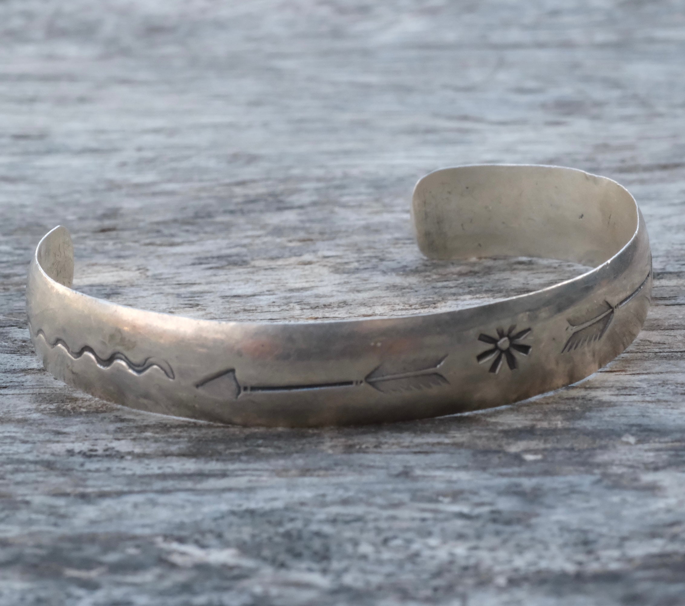 Vintage Sterling Stamped Arrow Cuff Bracelet