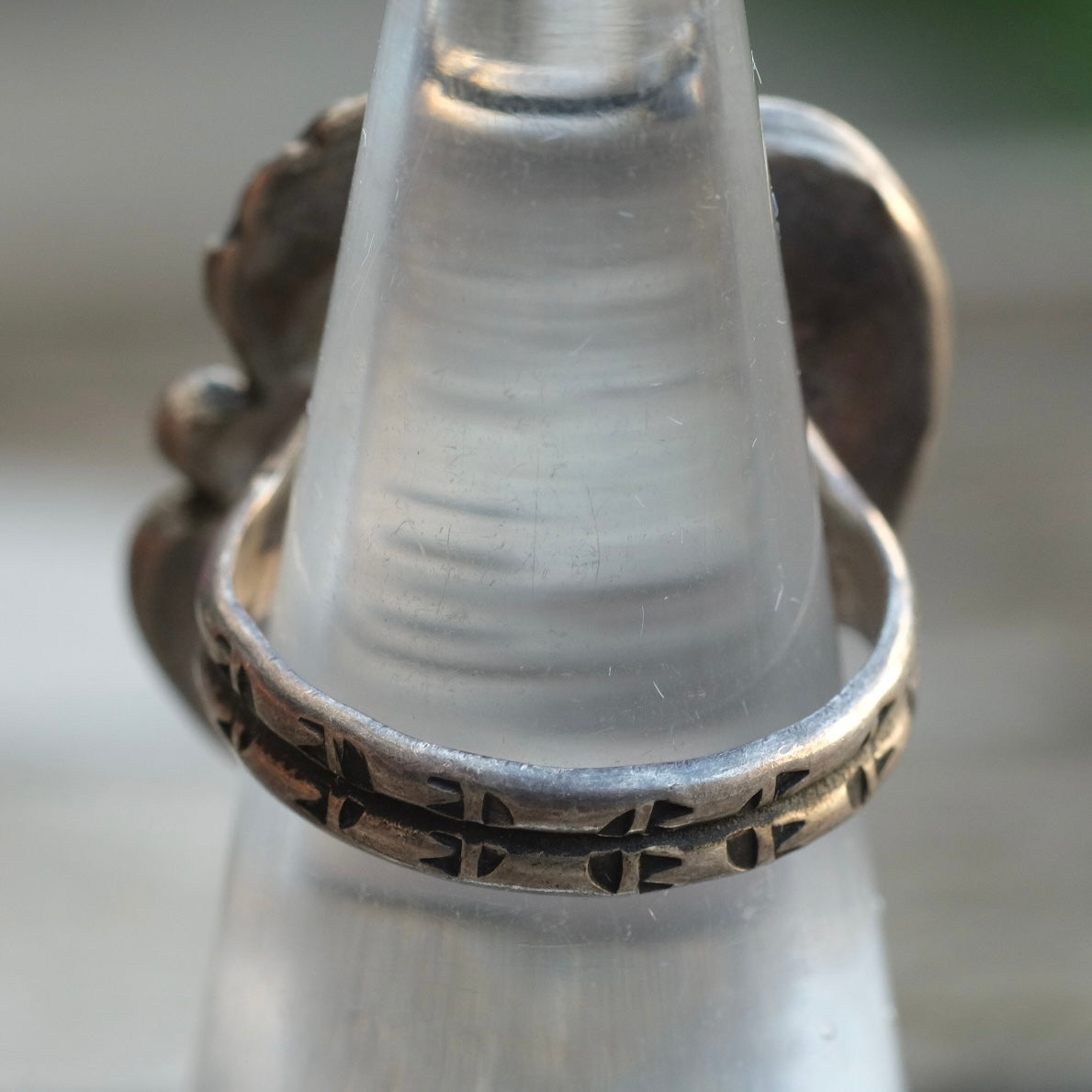 Vintage Sterling Turquoise Feather Ring 6.25