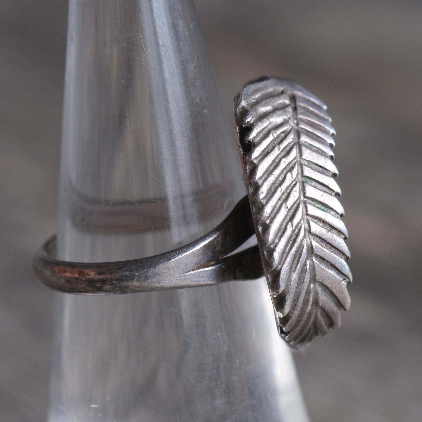 Vintage Sterling Turquoise Feather Ring 5.75