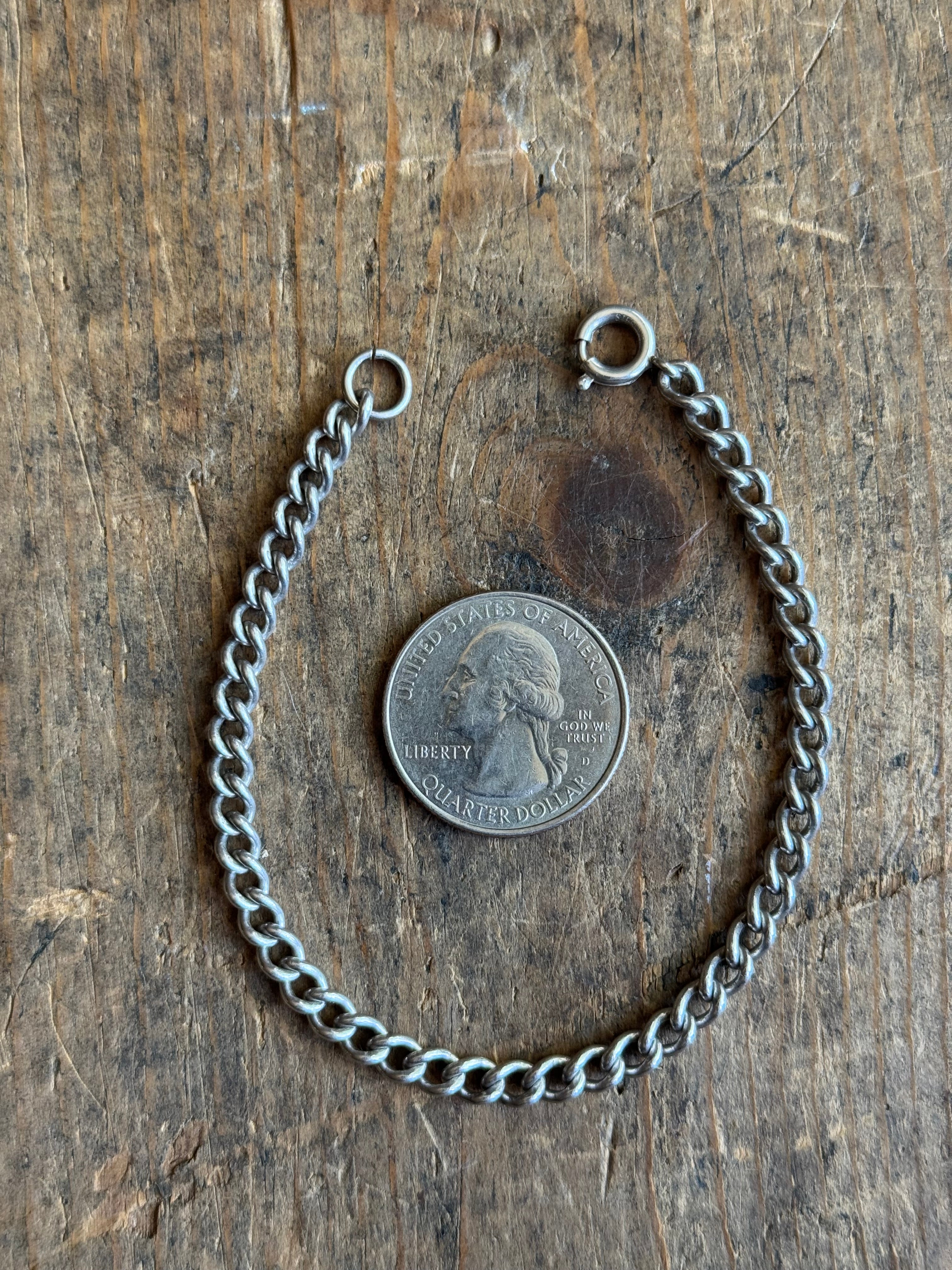Vintage Sterling Silver Curb Chain Bracelet 7.25"