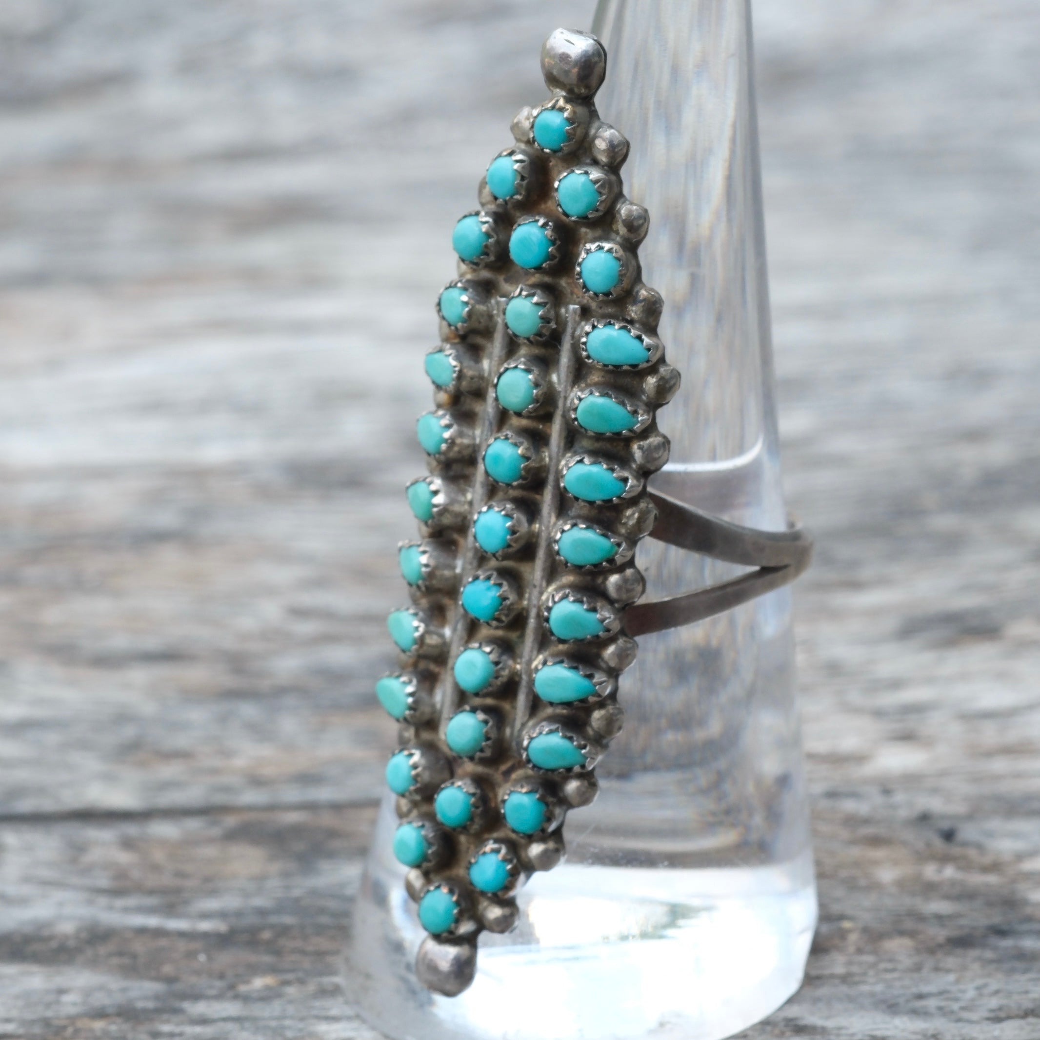 Huge Vintage Sterling Turquoise Cluster Ring 7.25