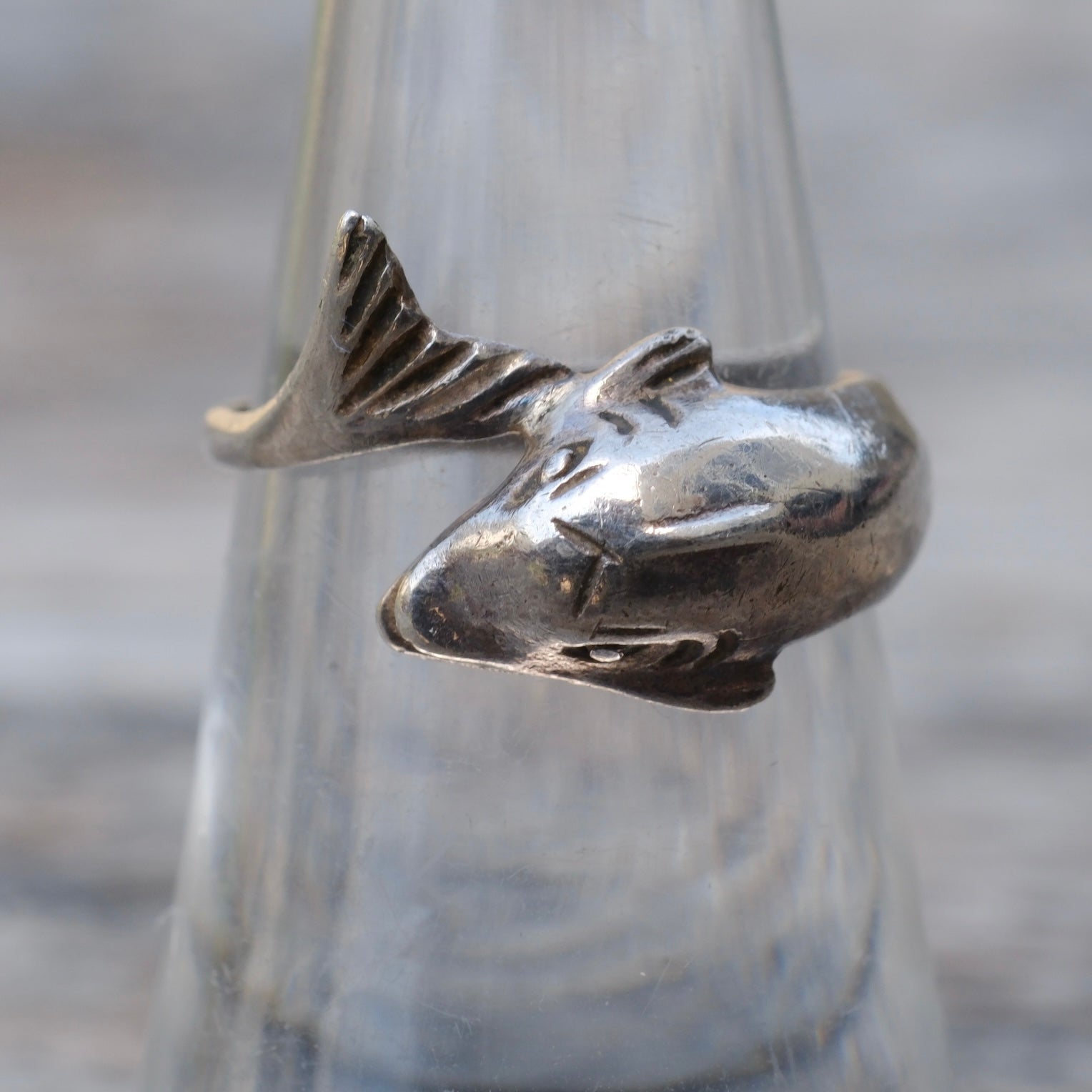 Vintage Sterling Dolphin Ring 6.25