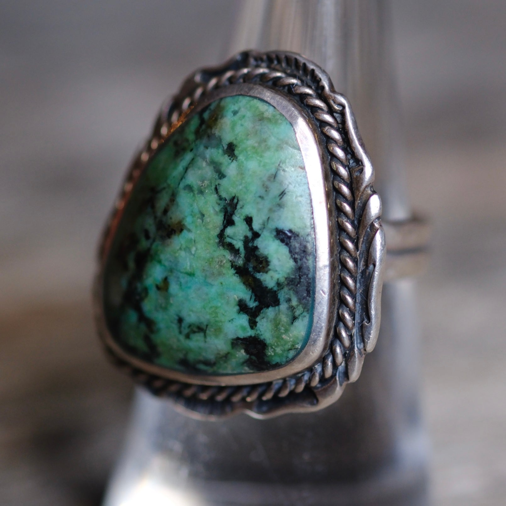 Vintage Sterling Turquoise Roper Ring 7