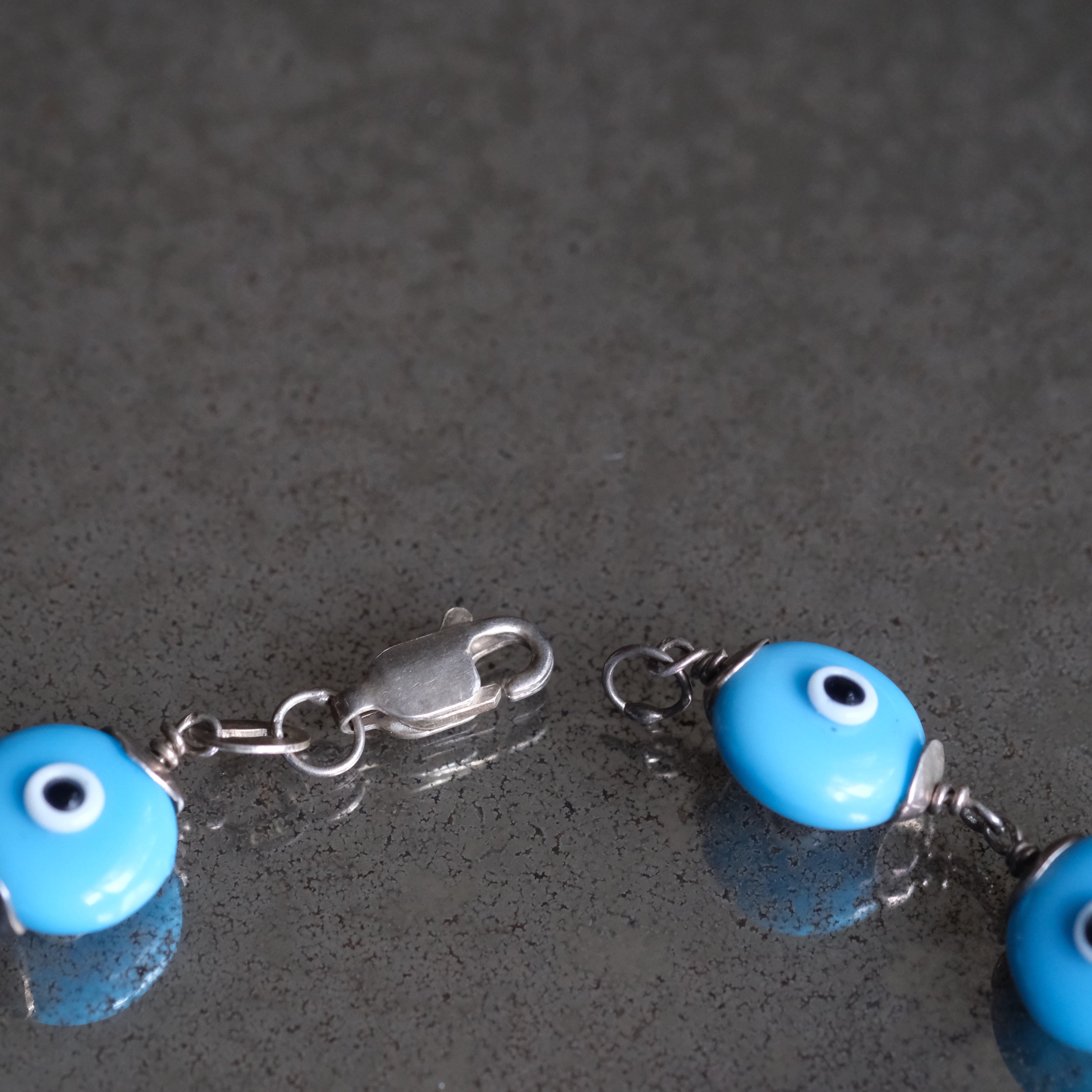 Vintage Sterling Evil Eye Bracelet 7.75"