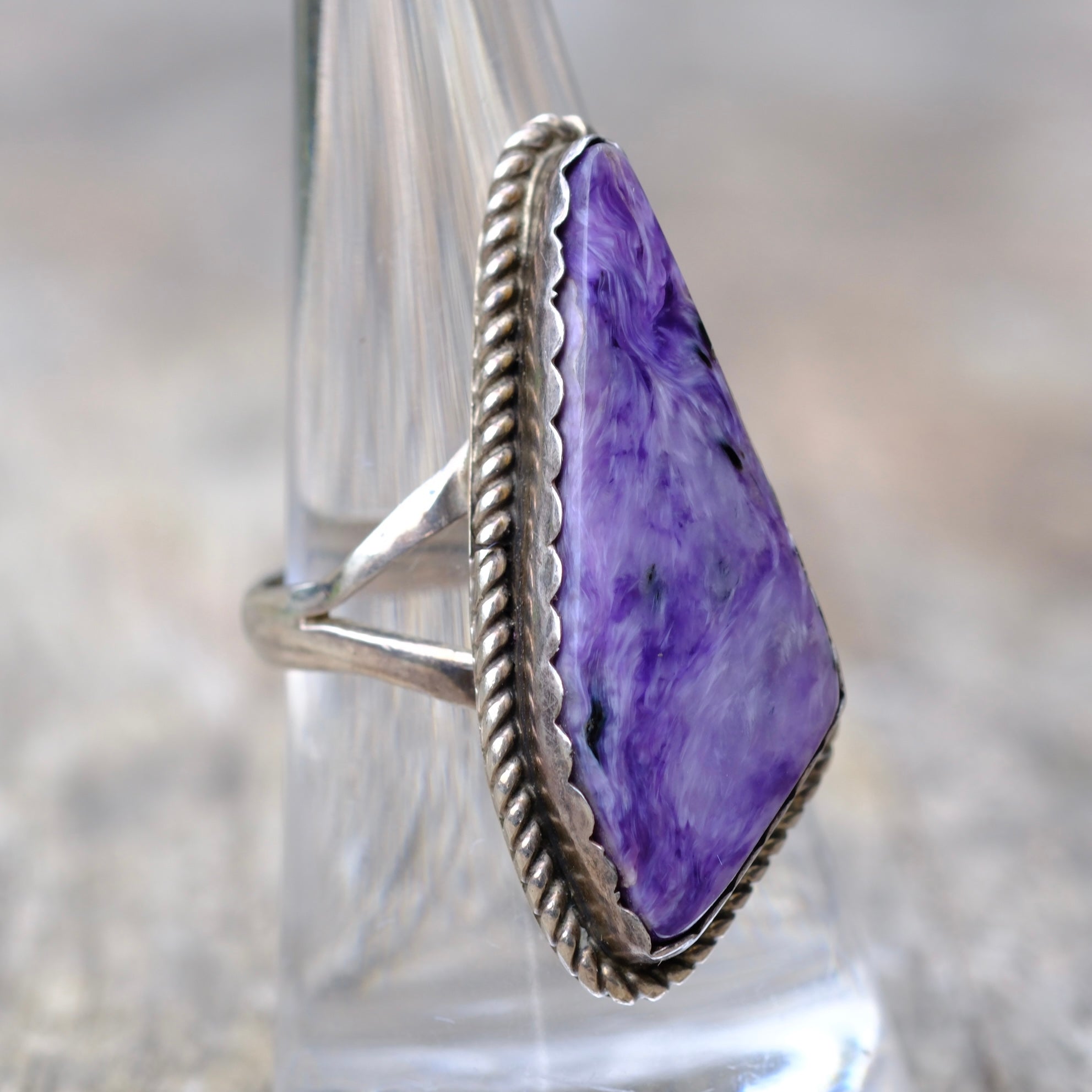 Vintage Sterling Charoite Roper Ring 8
