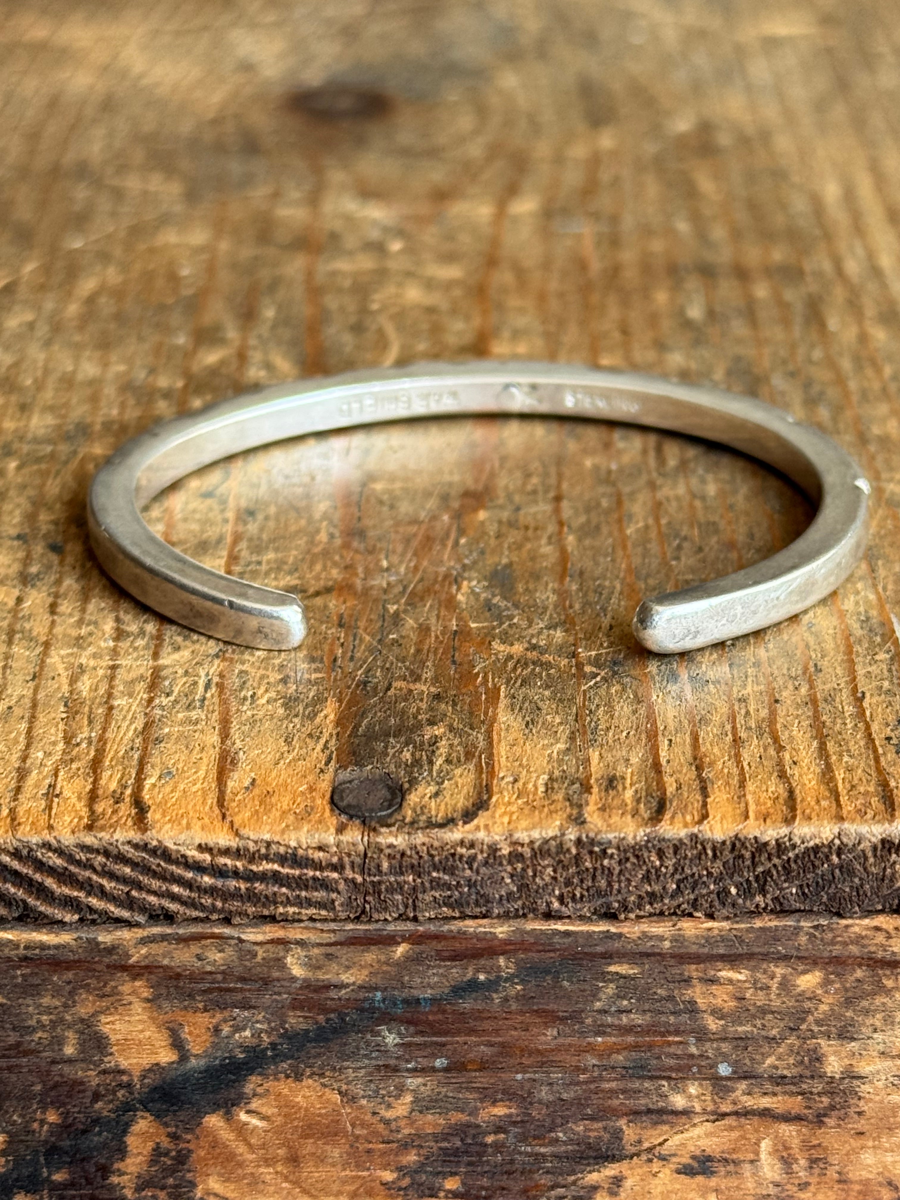 Vintage Sterling Silver Heavy Stamped Cuff