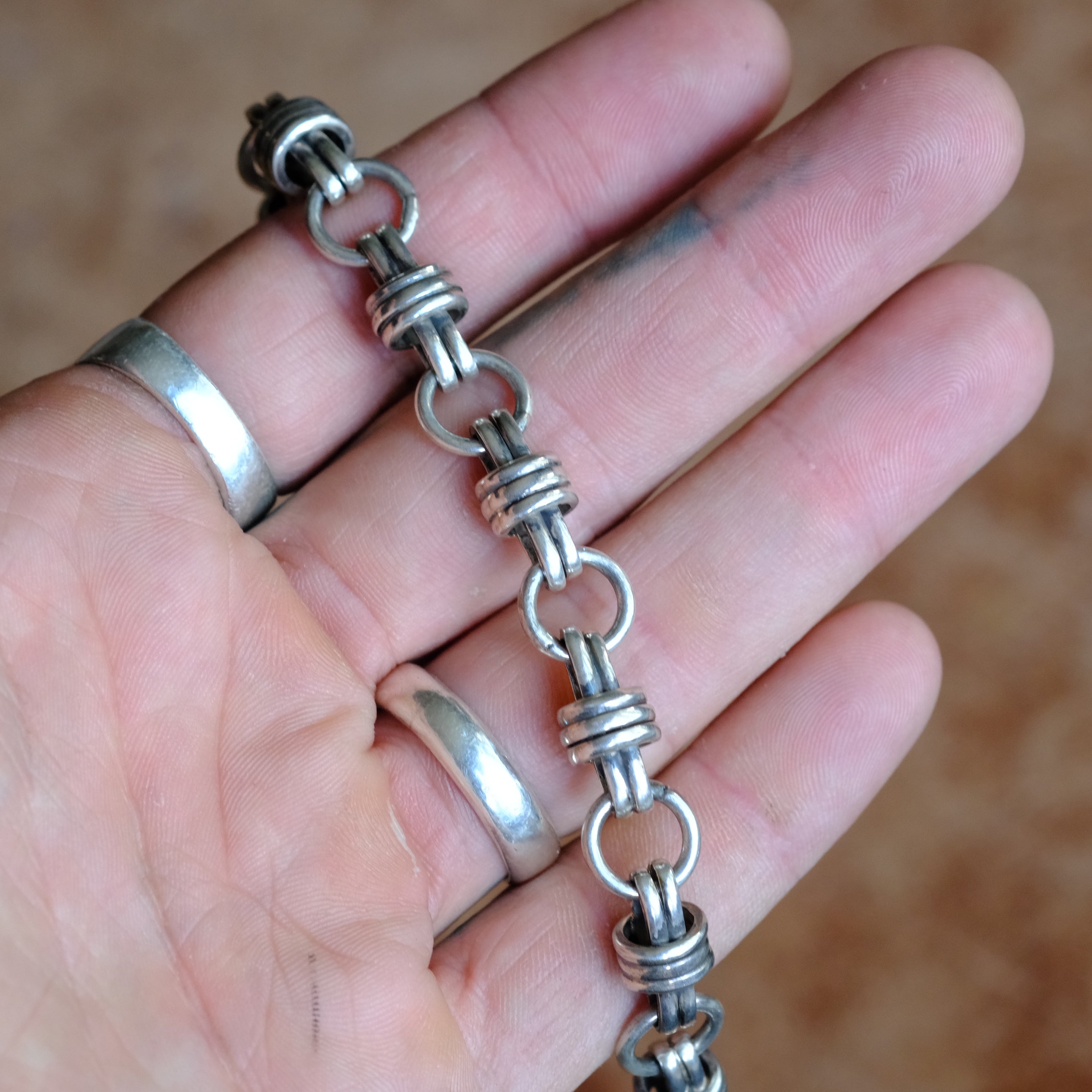 Vintage Sterling Silver Fancy Link Chain Bracelet