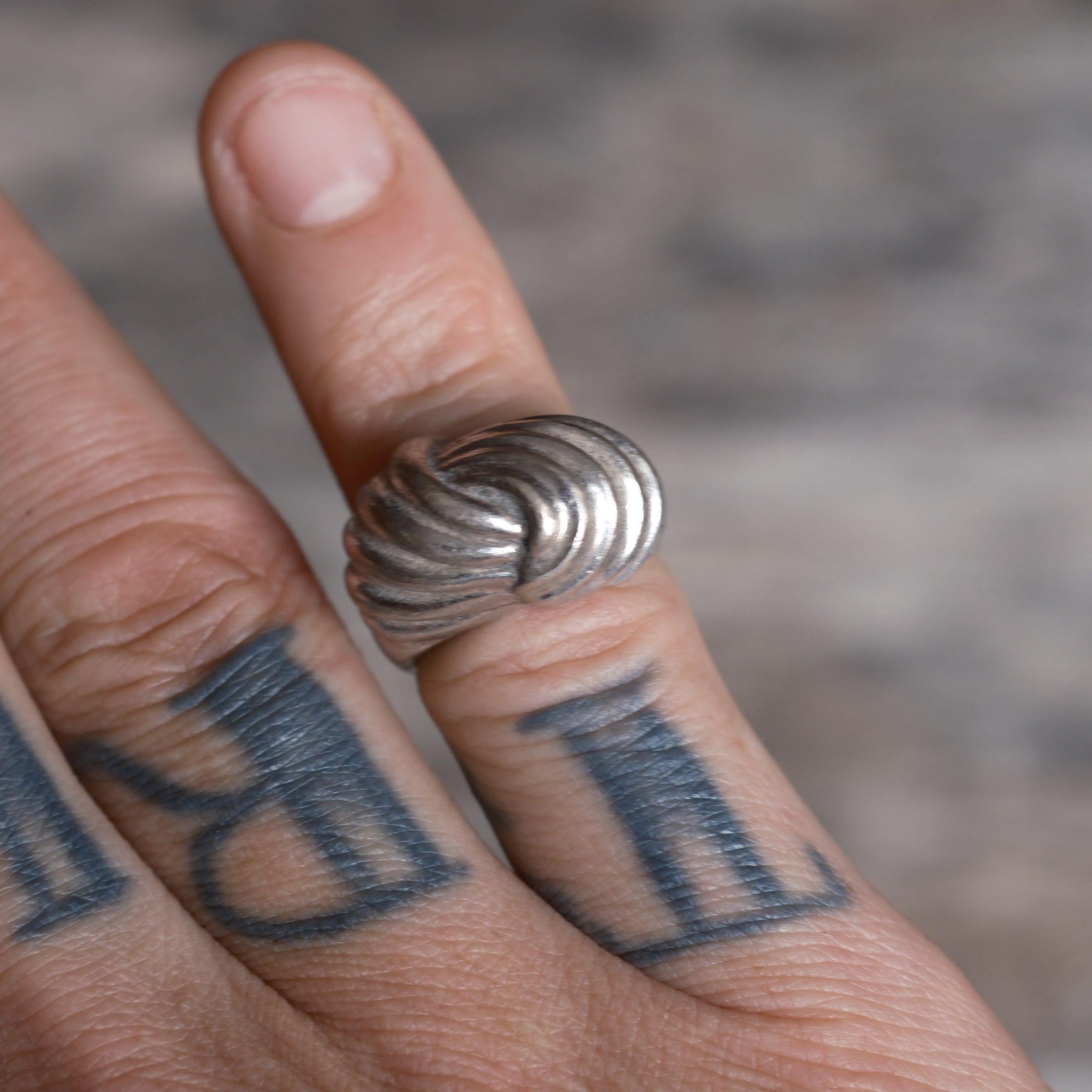 Vintage Sterling Silver Modernist Ring 4.75