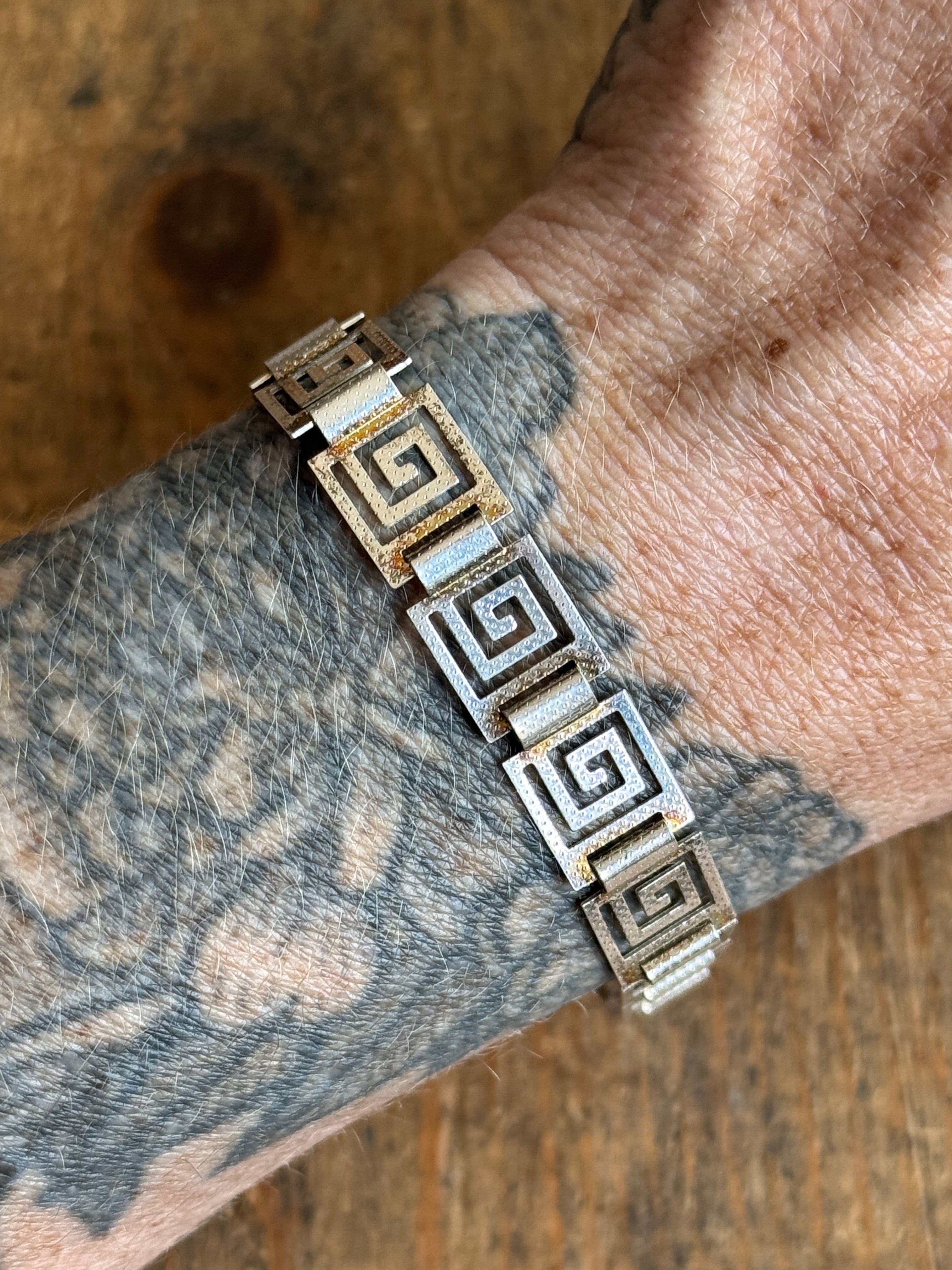 Vintage Sterling Silver 7.75” Spiral Link Chain Bracelet