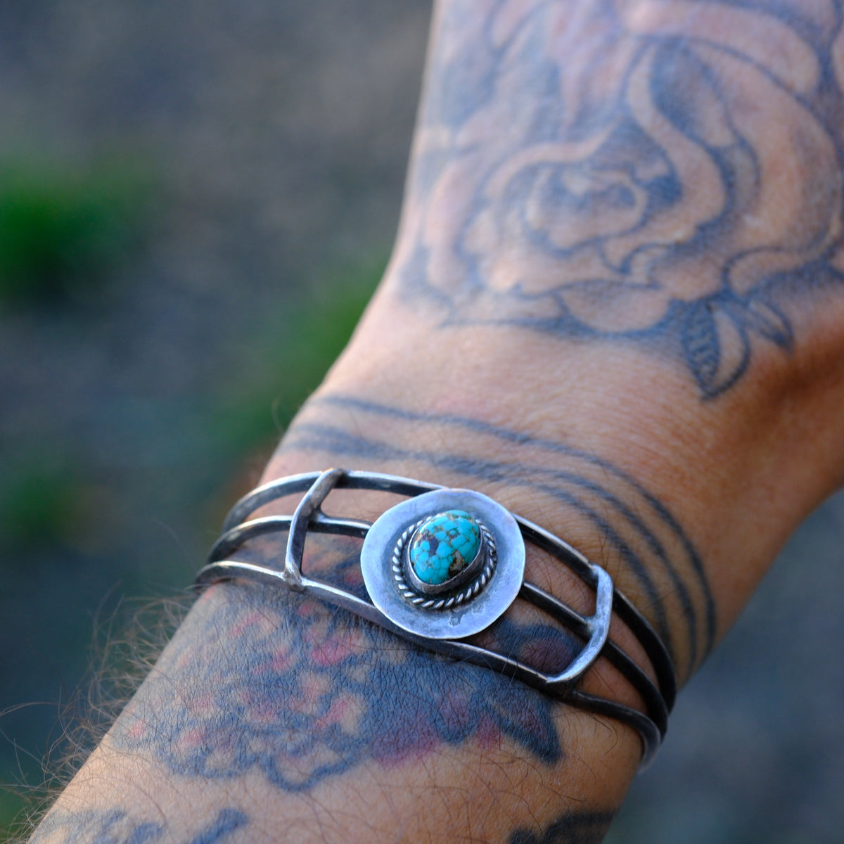 Vintage Sterling Turquoise Cuff Bracelet