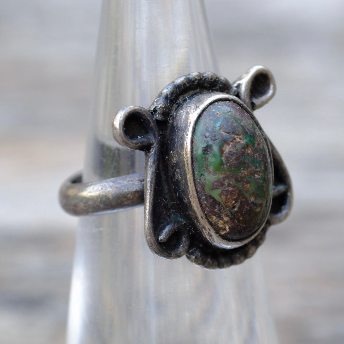 Vintage Sterling Turquoise Ring 3.5