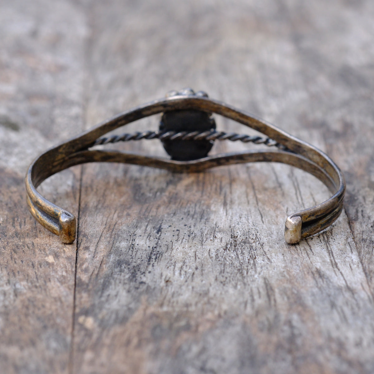 Vintage Sterling Turquoise Roper Cuff Bracelet