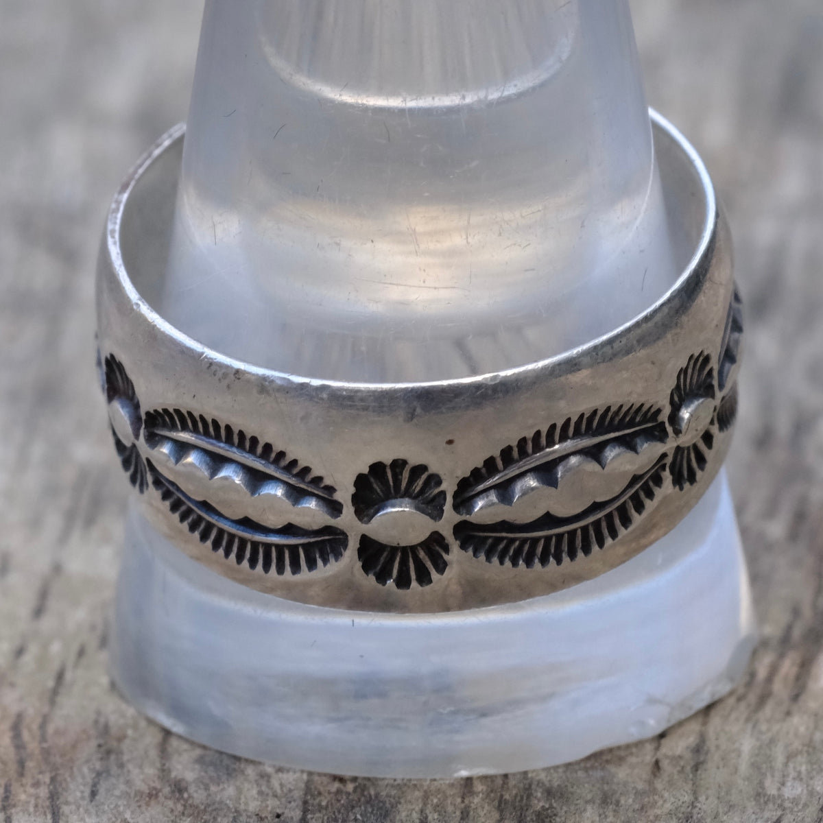 Vintage Sterling Silver Wide Stamped Band Ring 12