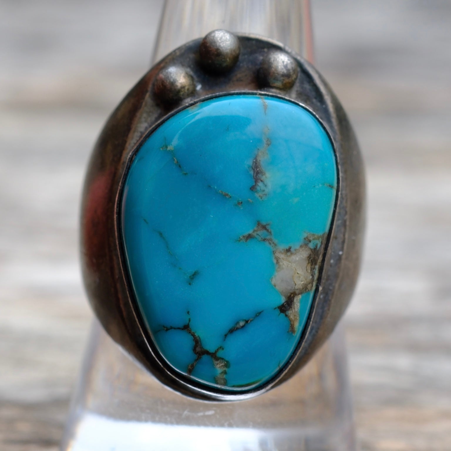 Vintage Sterling Turquoise Ring 9.75
