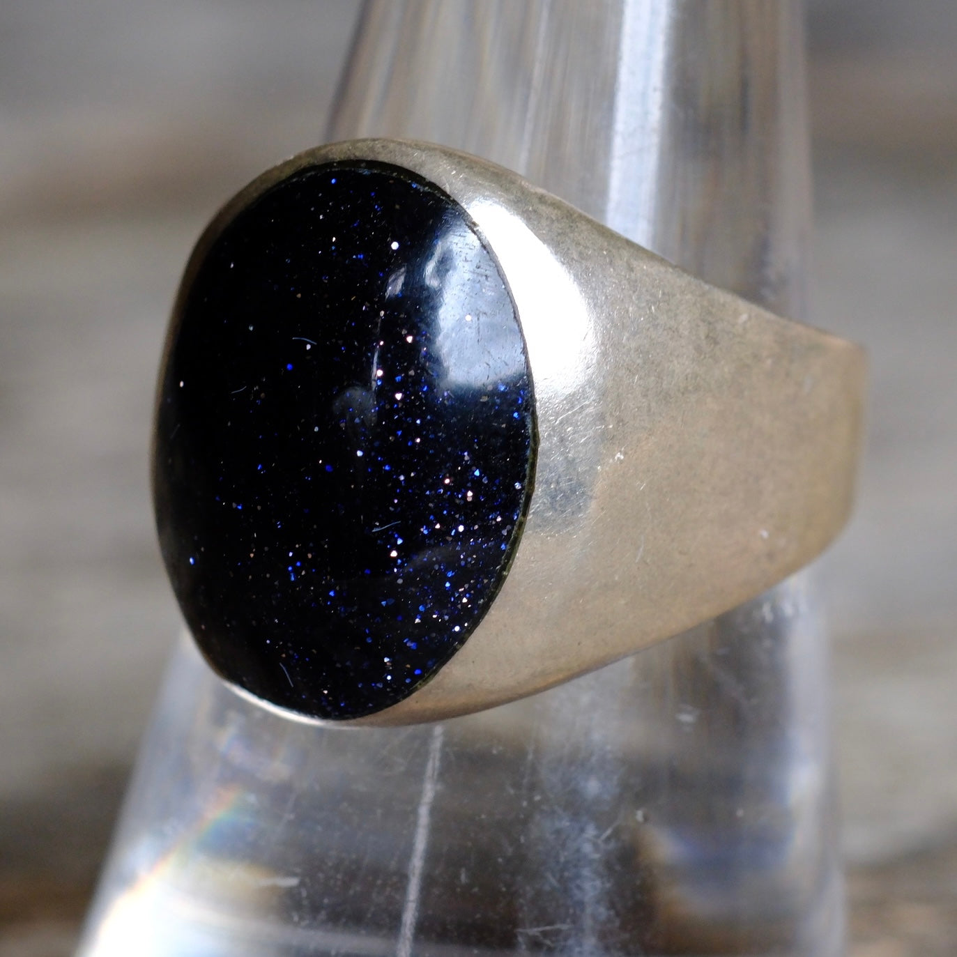 Vintage Sterling Goldstone Ring 9.5