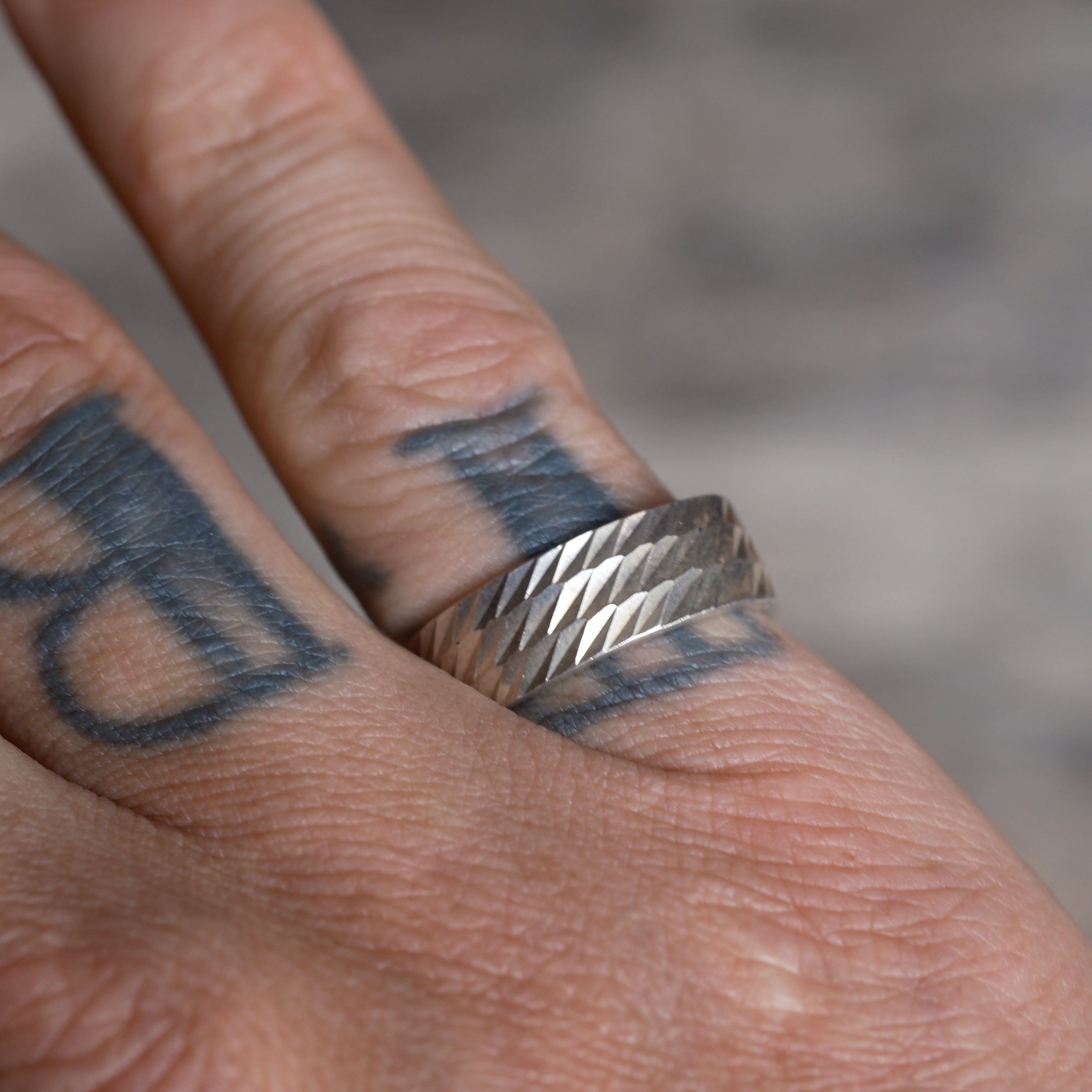 Vintage Sterling Silver Modernist Band Ring 7